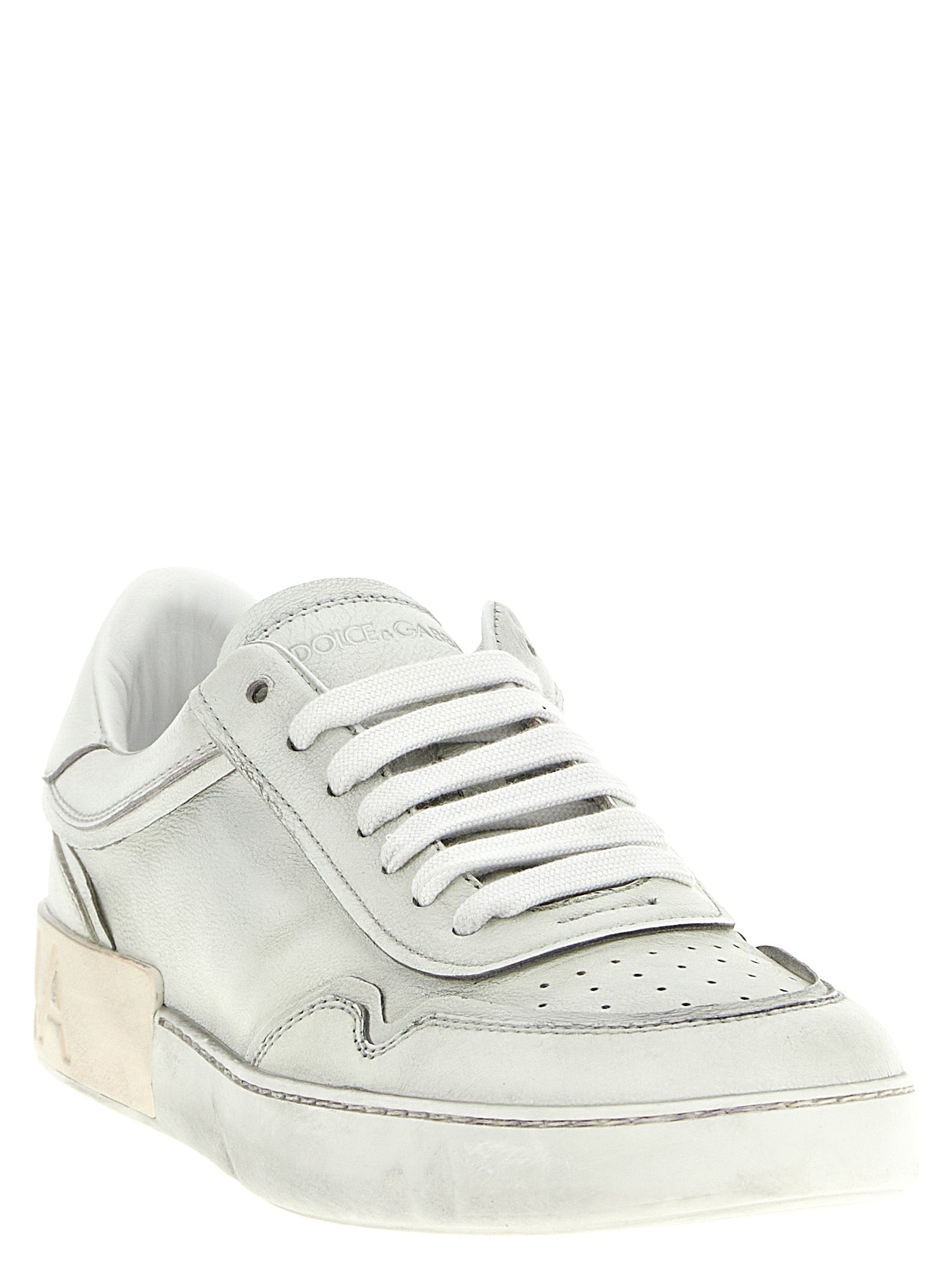 Dolce & Gabbana White Lamb Leather Low Top Sneakers