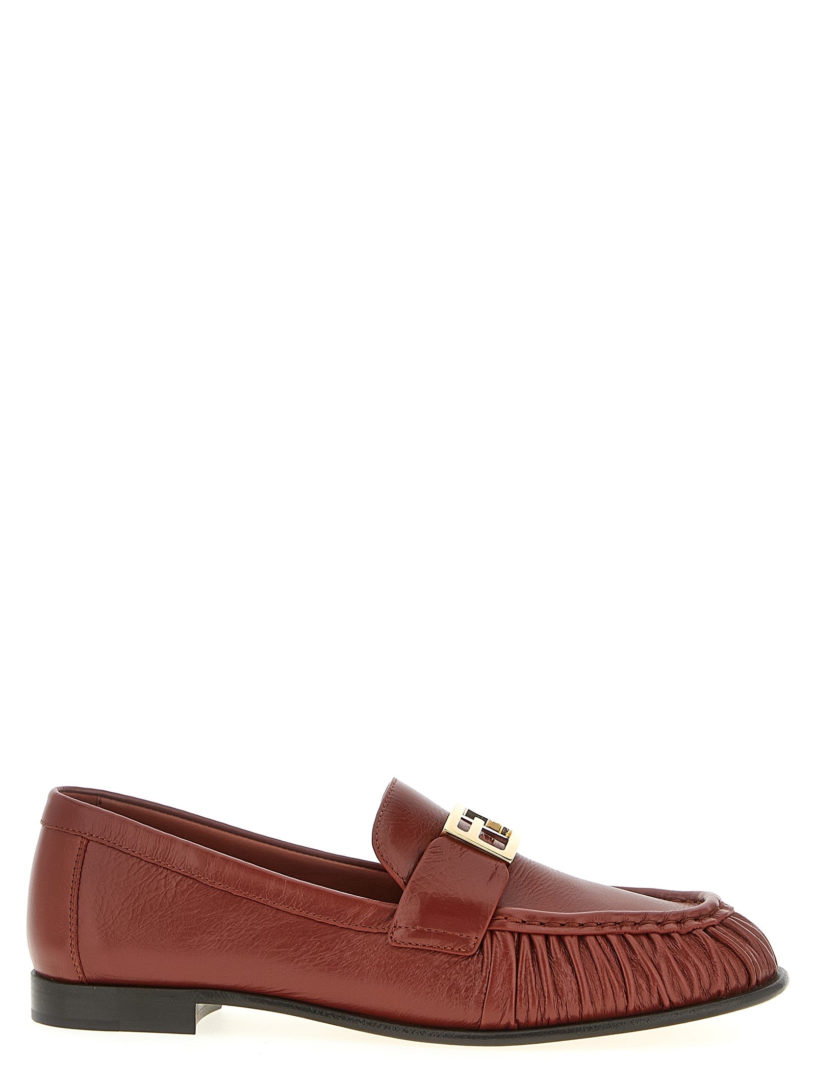 Fendi Brown Lamb Leather Slip-On Loafers