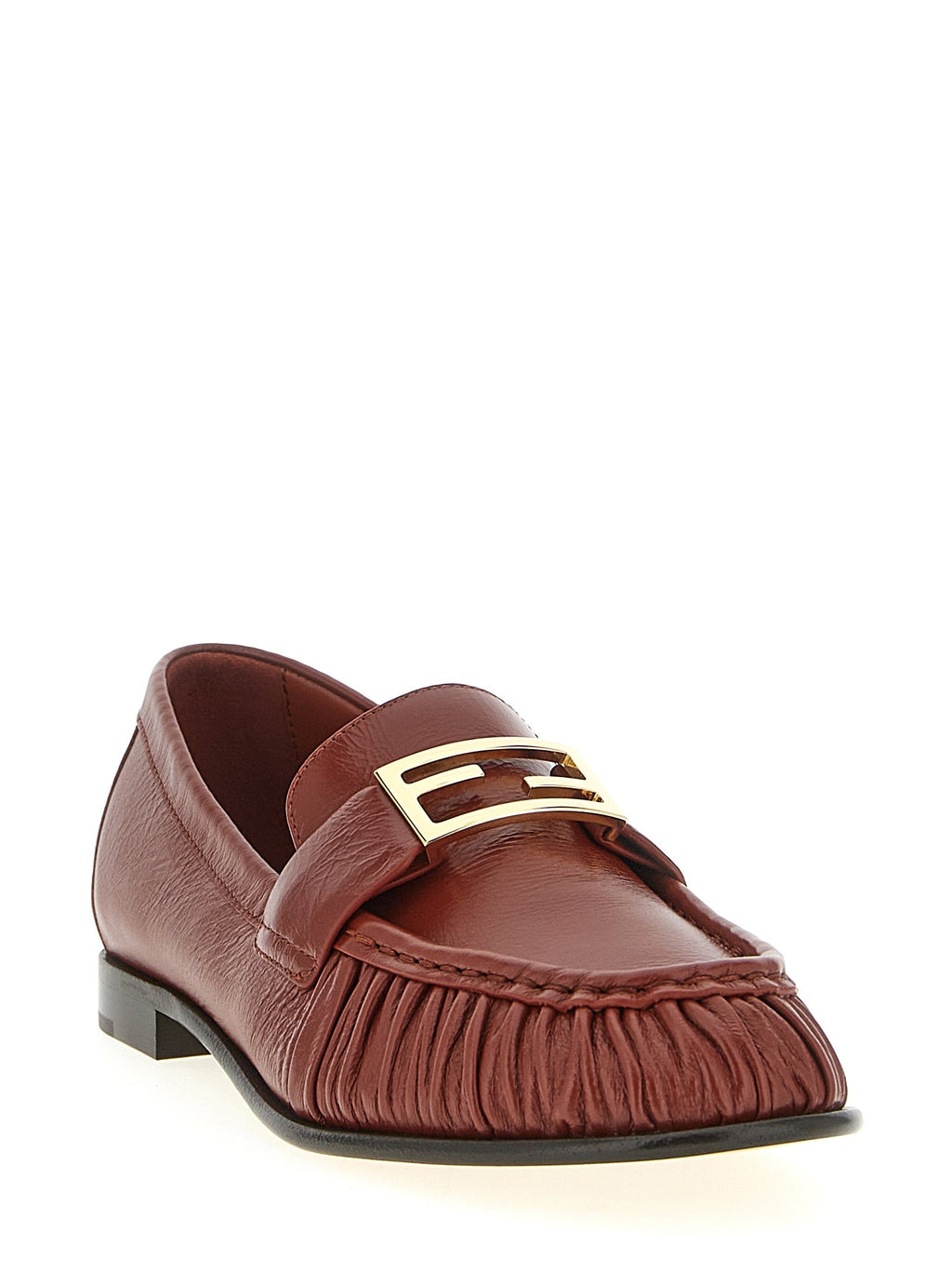 Fendi Brown Lamb Leather Slip-On Loafers
