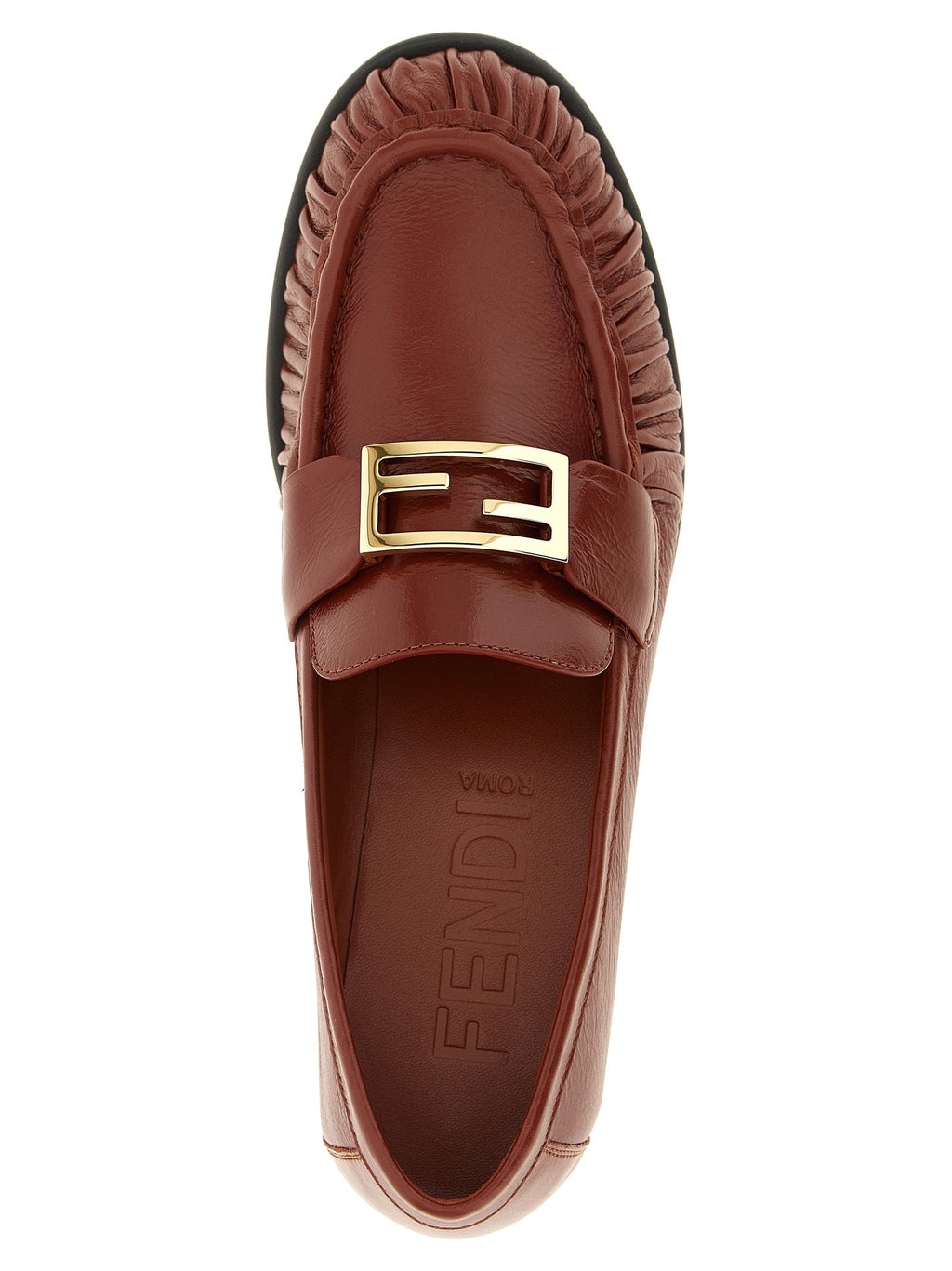 Fendi Brown Lamb Leather Slip-On Loafers