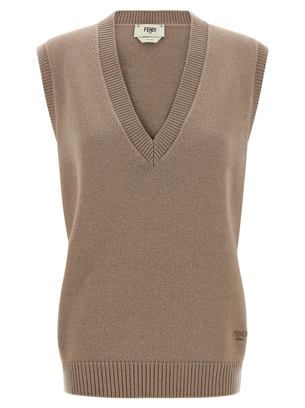 Fendi Beige Cashmere Sleeveless Jacket