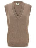 Fendi Beige Cashmere Sleeveless Jacket