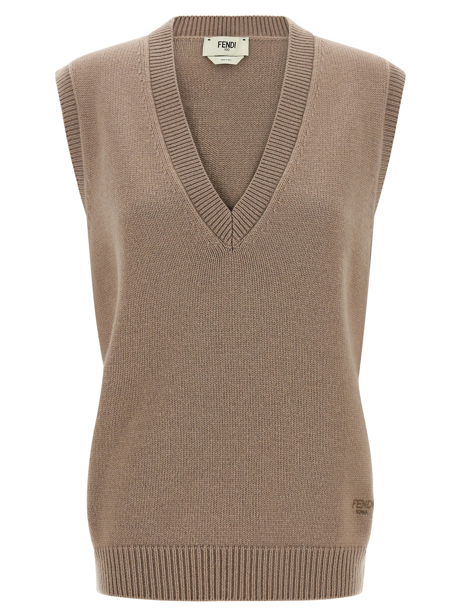 Fendi Beige Cashmere Sleeveless Jacket