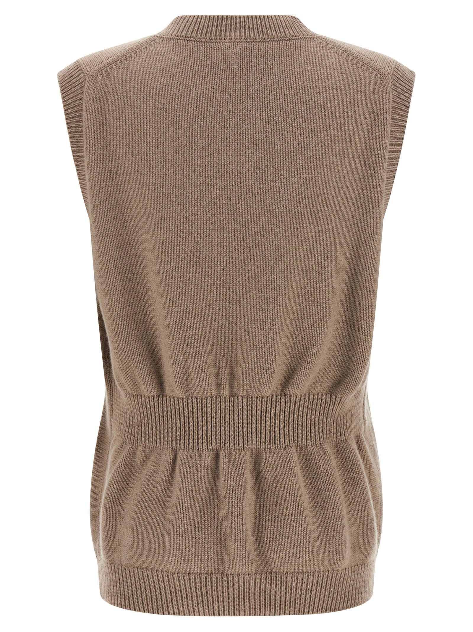 Fendi Beige Cashmere Sleeveless Jacket