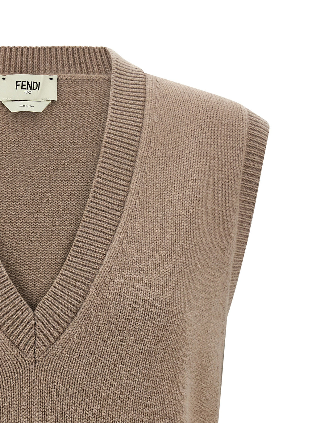 Fendi Beige Cashmere Sleeveless Jacket