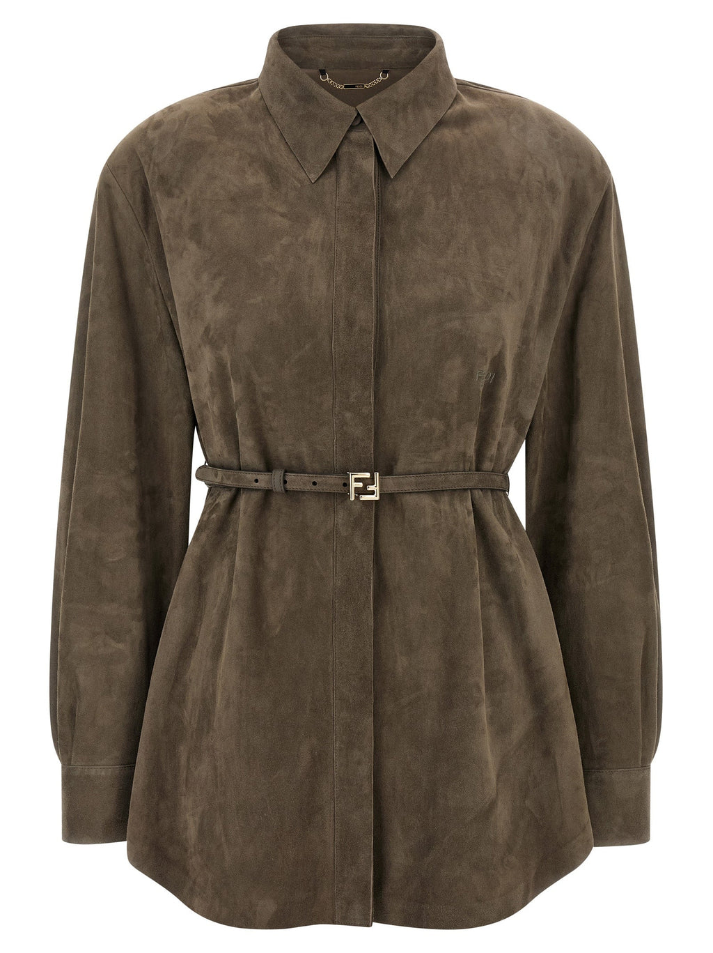 Fendi Gray Lamb Leather Blouse