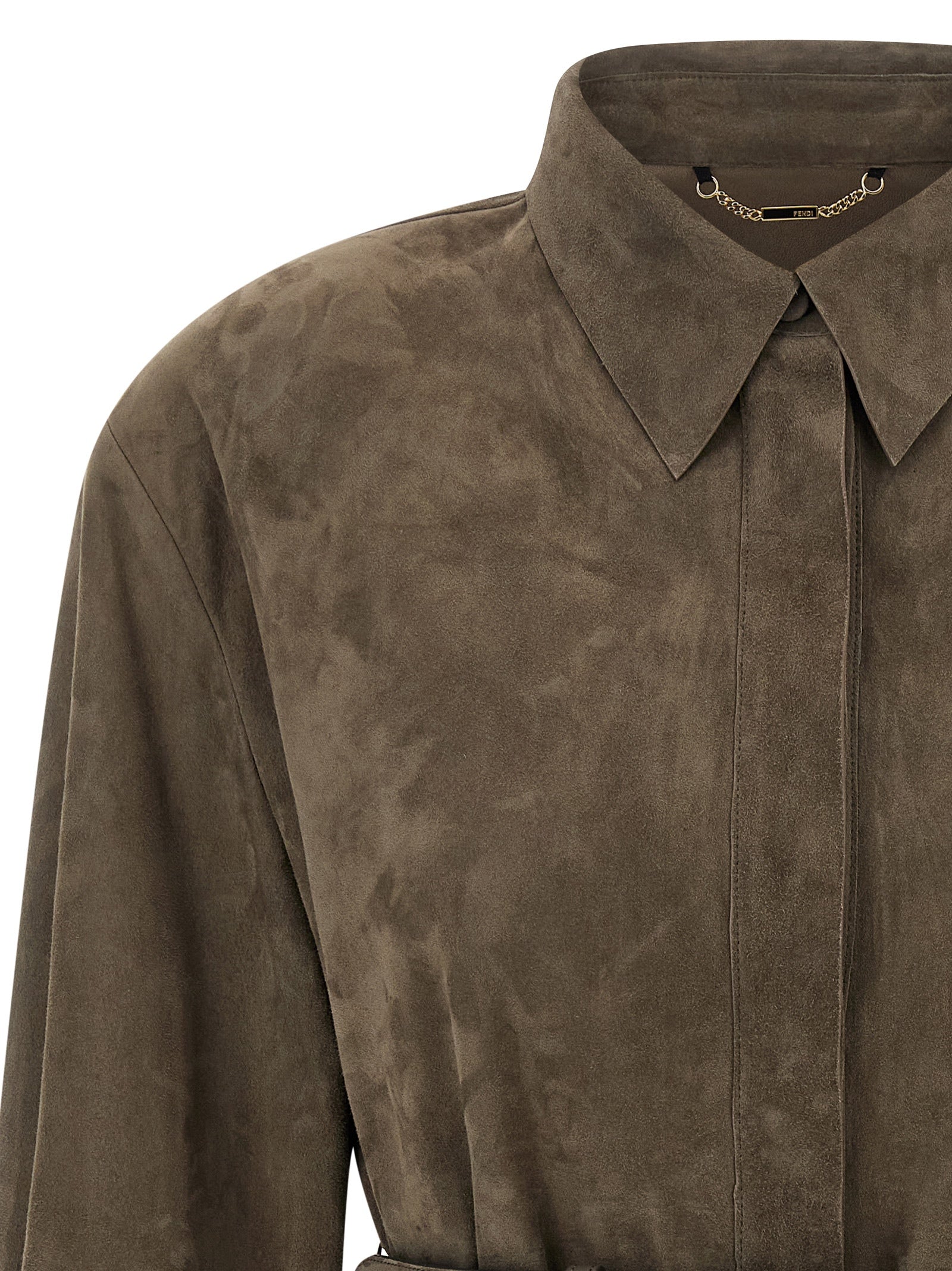 Fendi Gray Lamb Leather Blouse