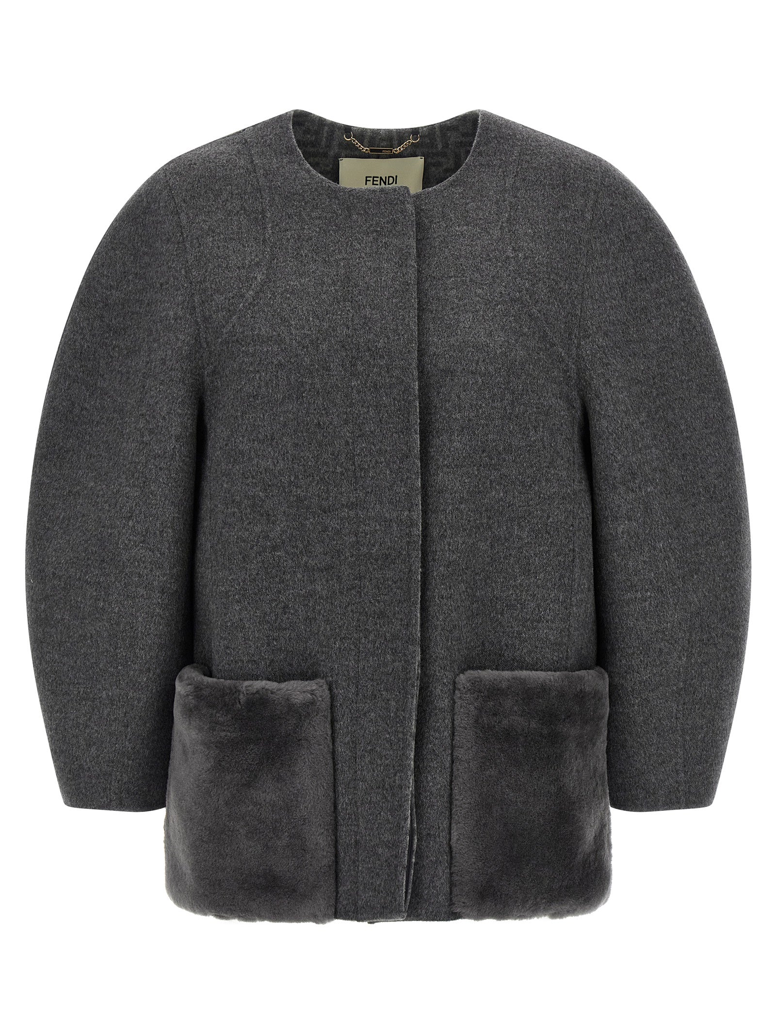 Fendi Gray Virgin Wool Coat