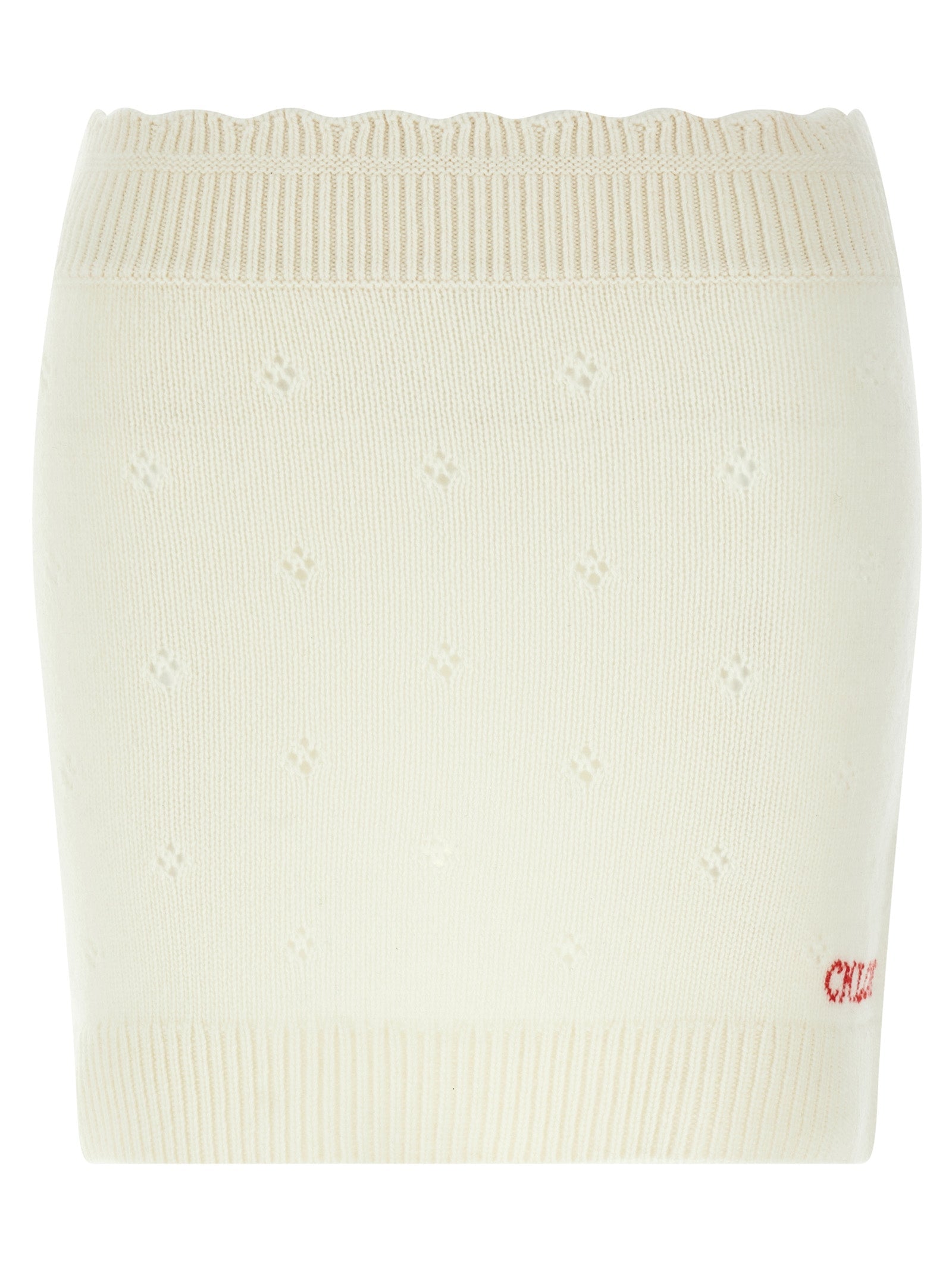 Chloé White Wool Long Skirt