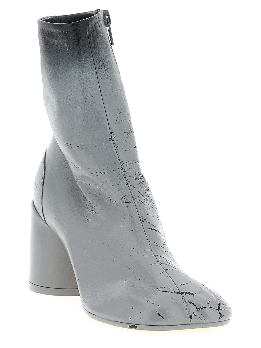 MM6 Maison Margiela Gray Lambskin Ankle Boots