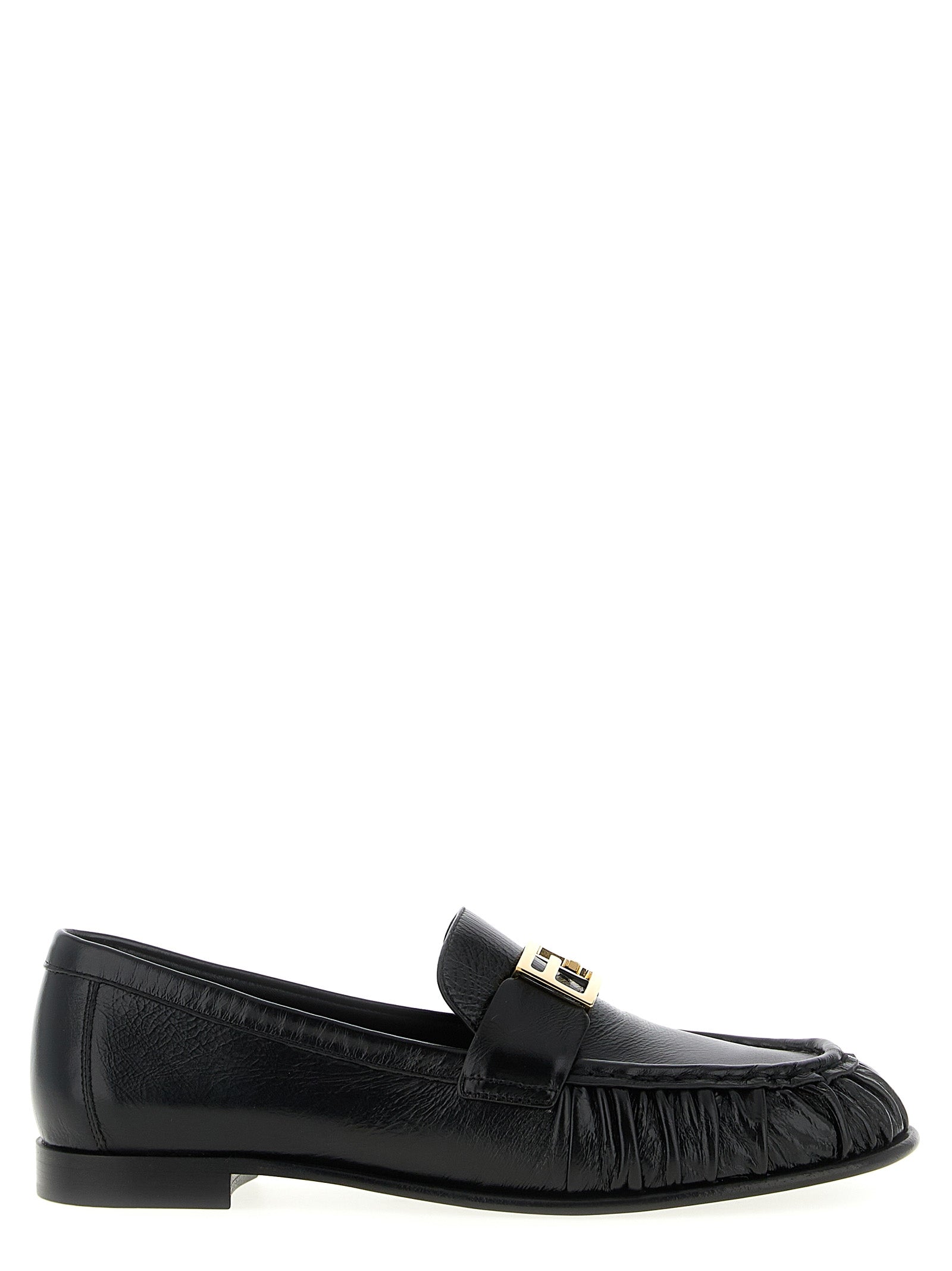 Fendi Black Lamb Leather Slip-On Loafers