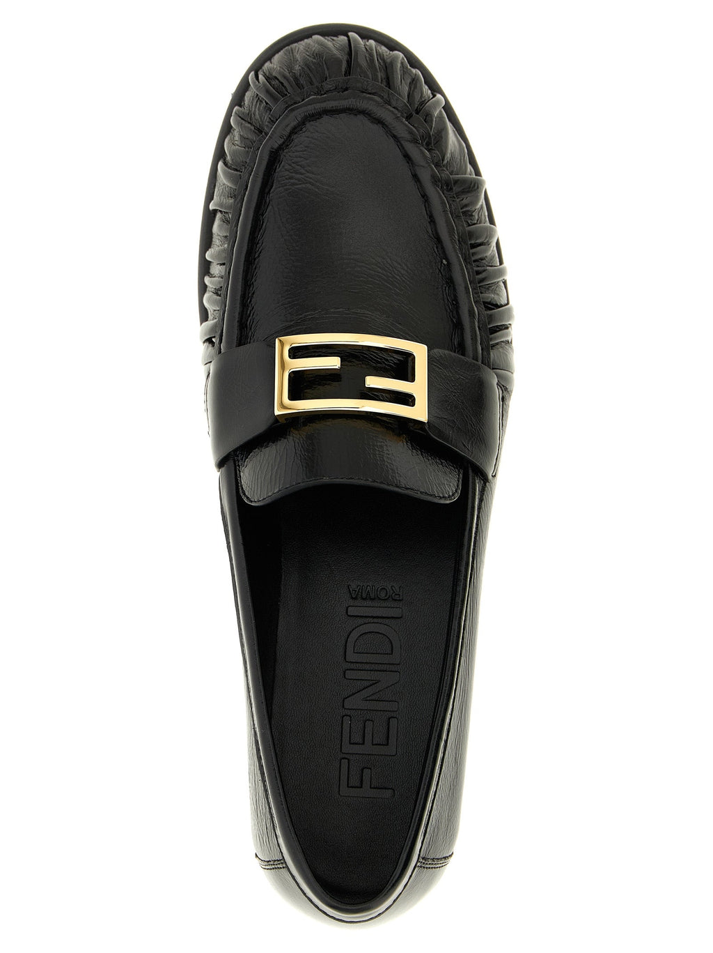 Fendi Black Lamb Leather Slip-On Loafers