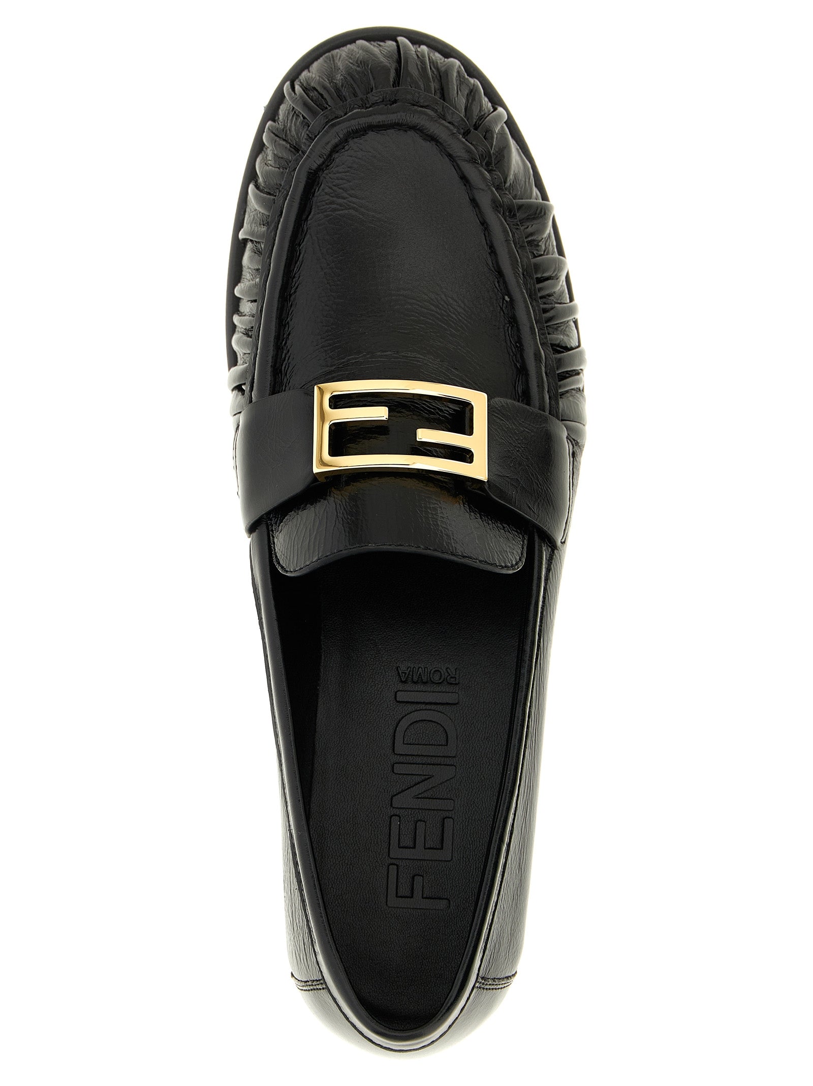 Fendi Black Lamb Leather Slip-On Loafers