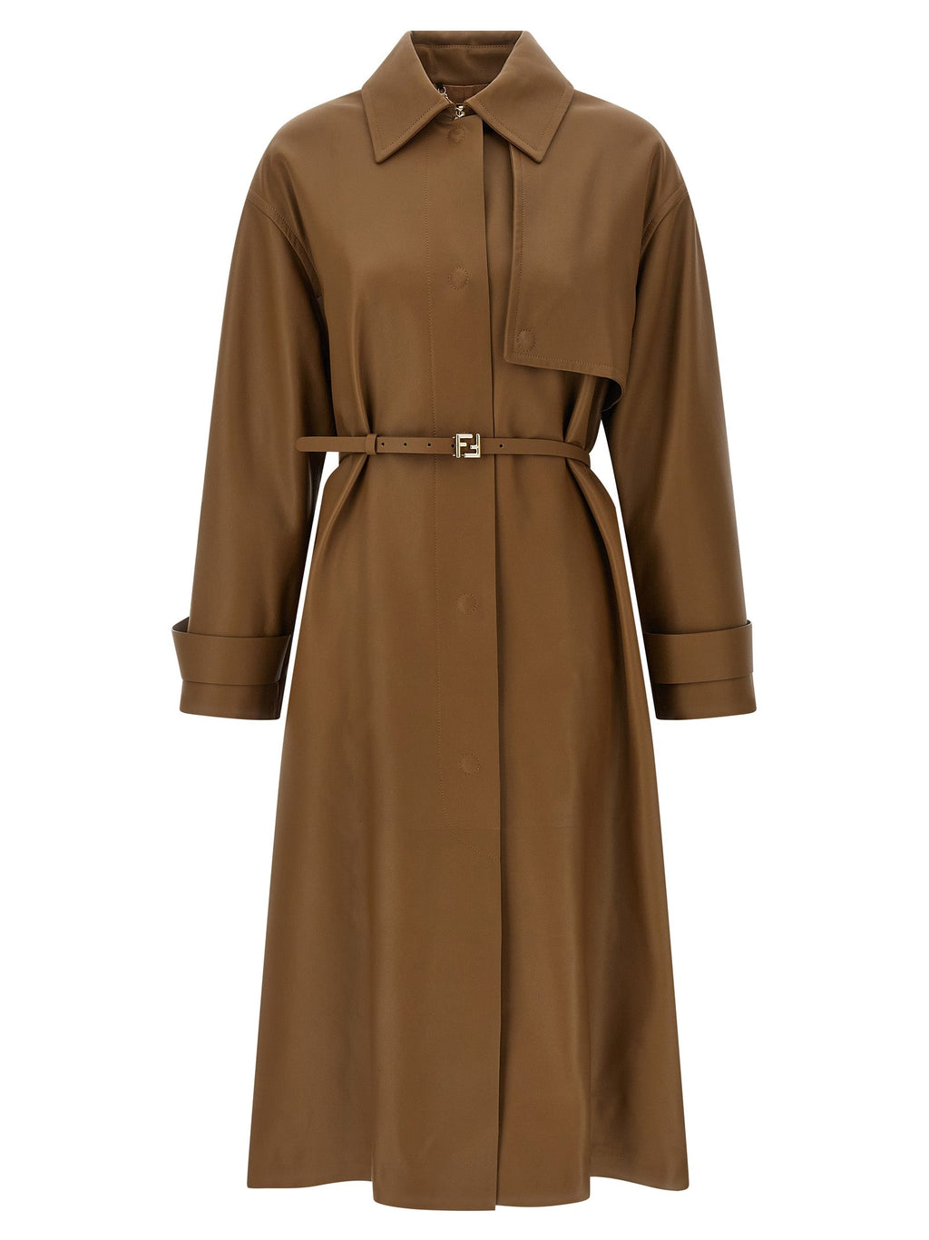 Fendi Brown Lamb Leather Coat