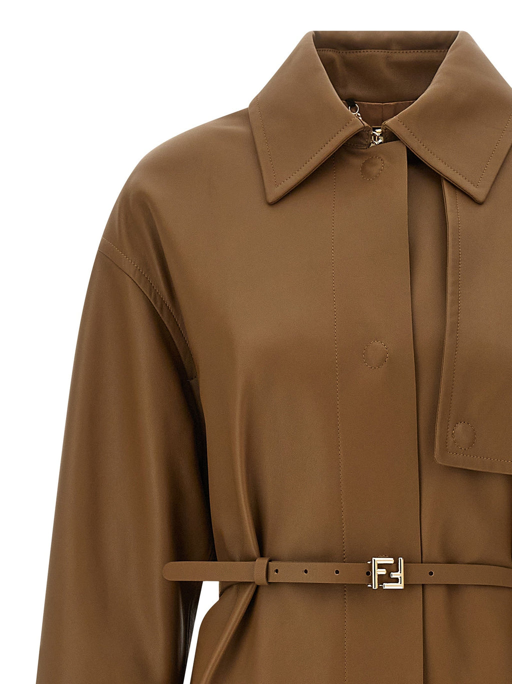 Fendi Brown Lamb Leather Coat