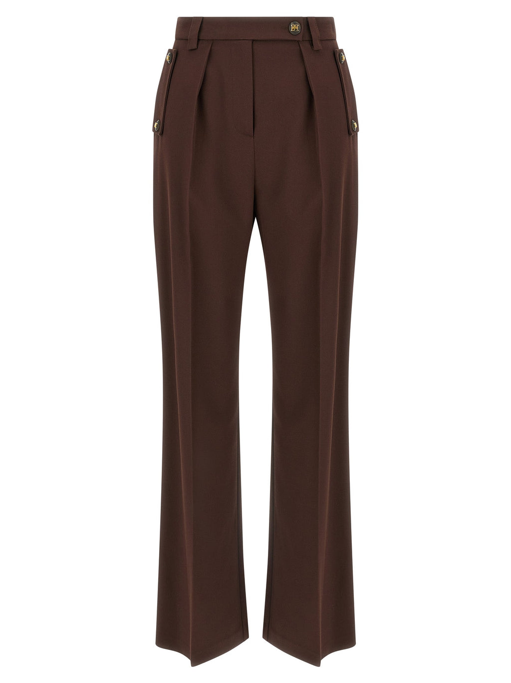 Elisabetta Franchi Brown Polyester Casual Pants