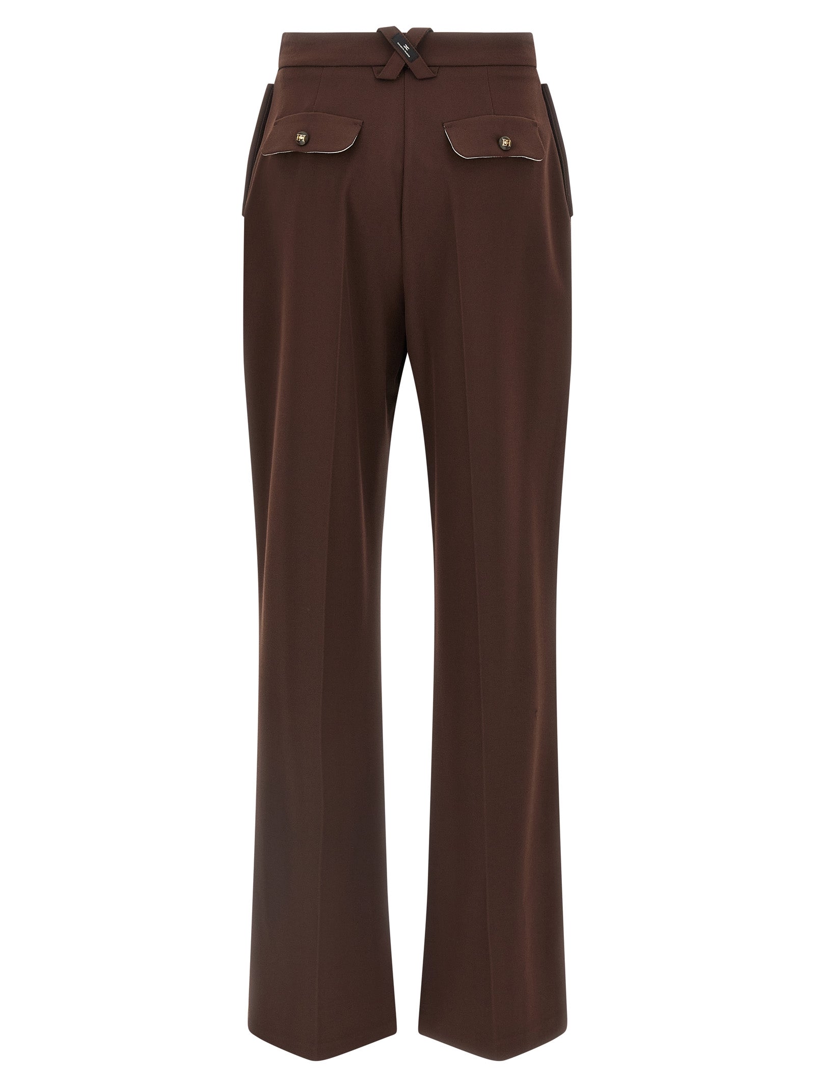 Elisabetta Franchi Brown Polyester Casual Pants