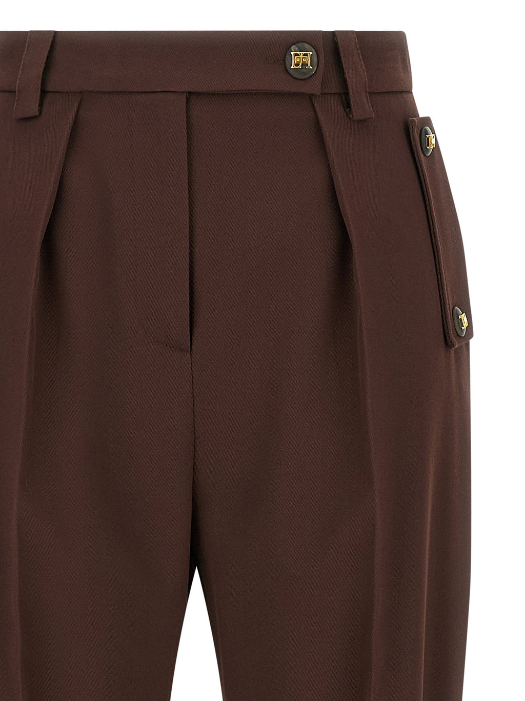 Elisabetta Franchi Brown Polyester Casual Pants