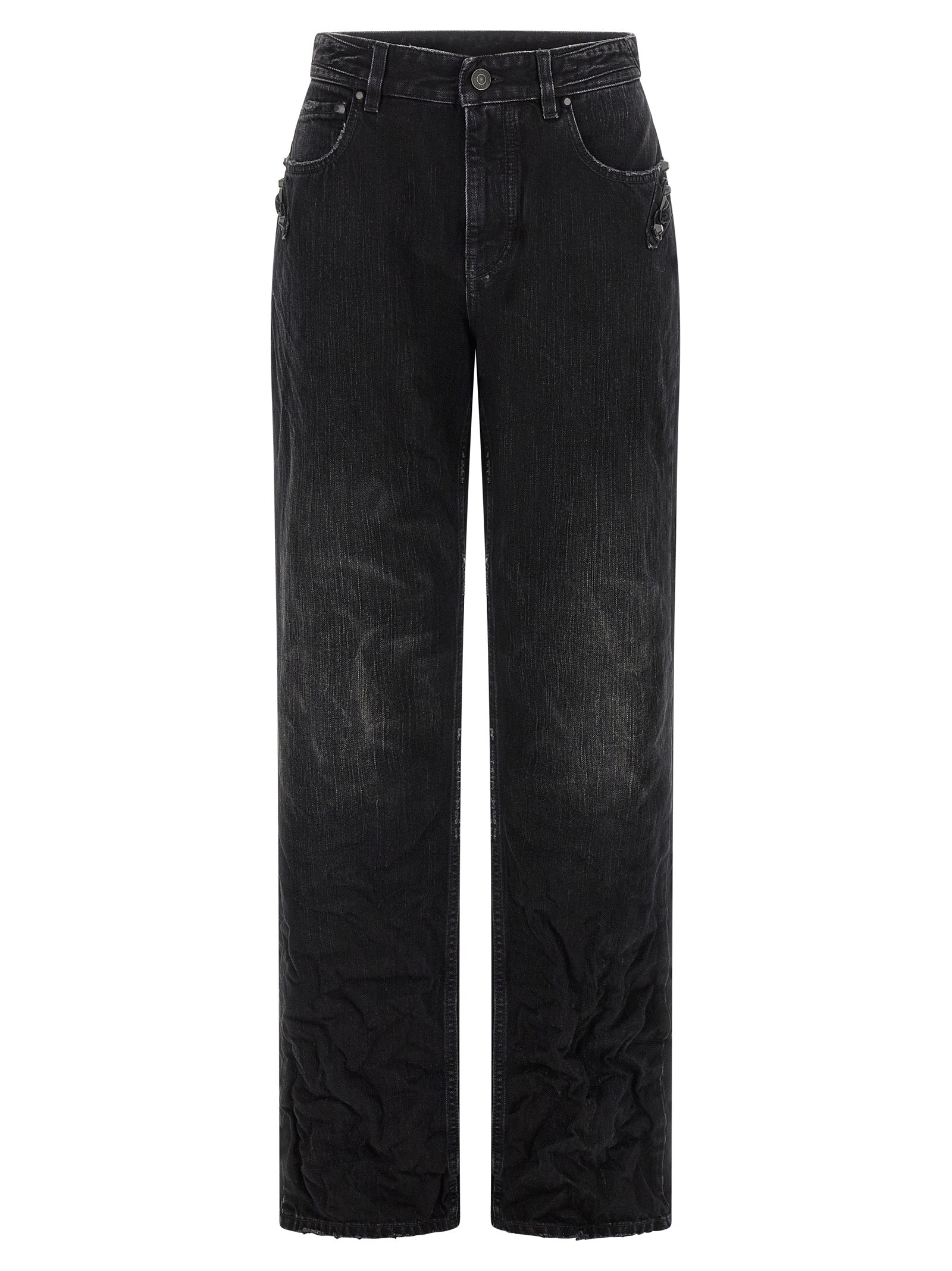 Balenciaga Black Cotton Straight-Leg Jeans