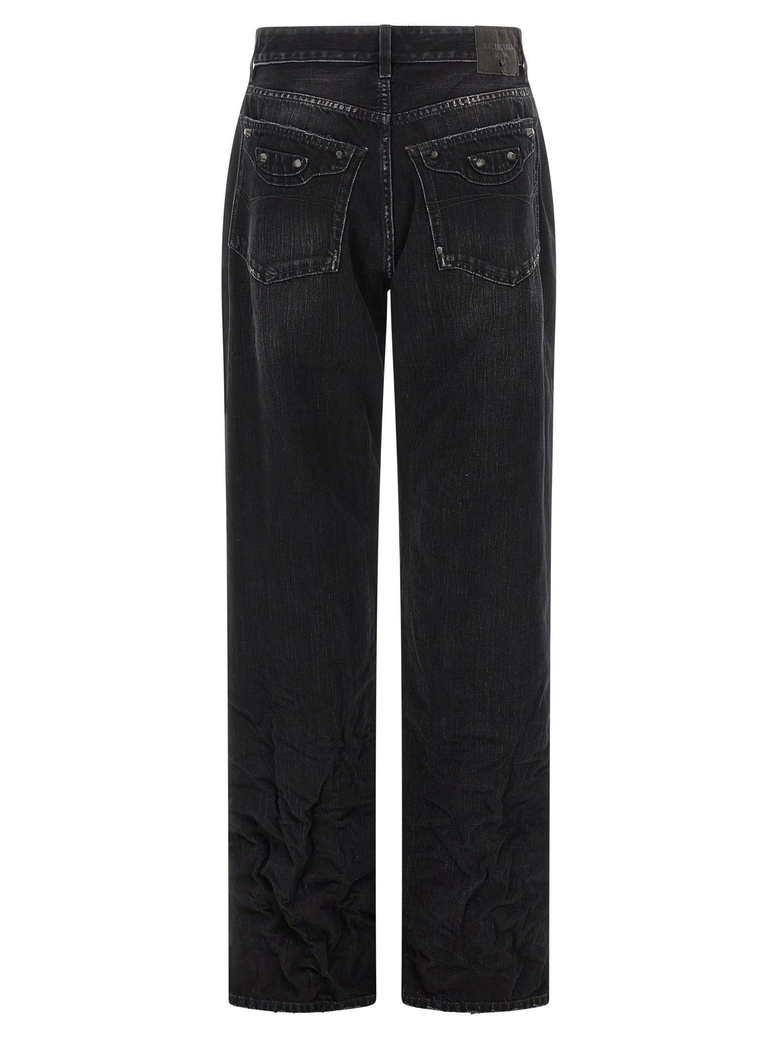 Balenciaga Black Cotton Straight-Leg Jeans