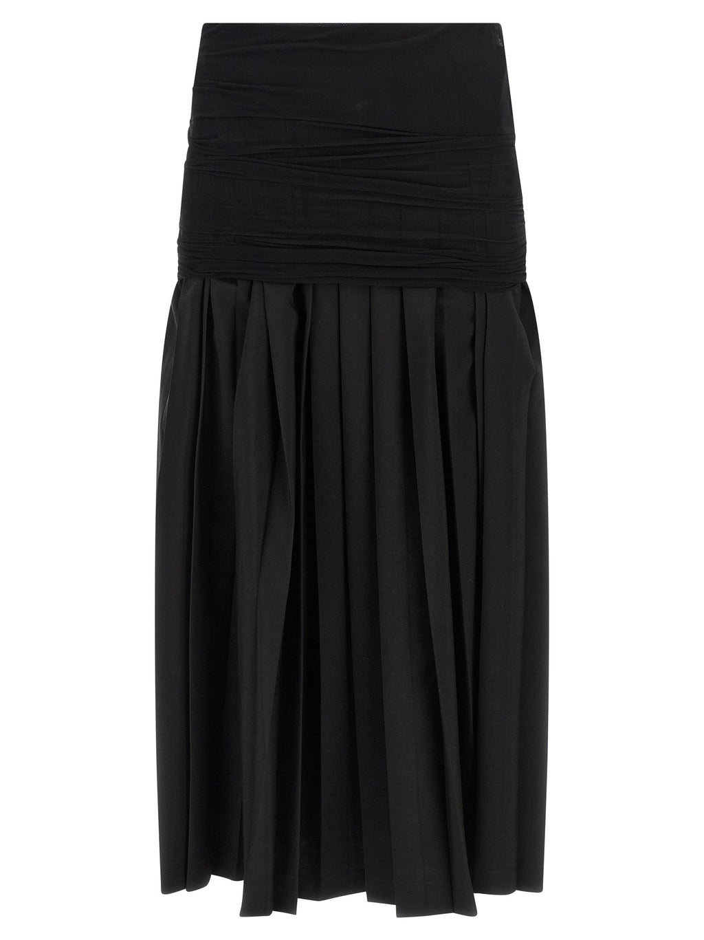 MM6 Maison Margiela Black Polyester Midi Skirt