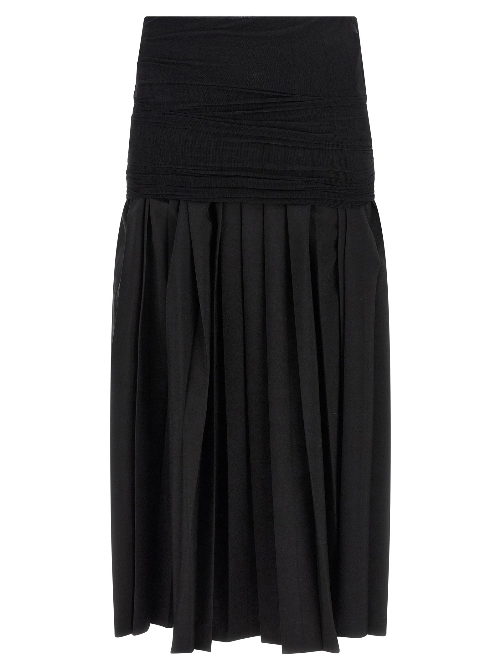 MM6 Maison Margiela Black Polyester Midi Skirt