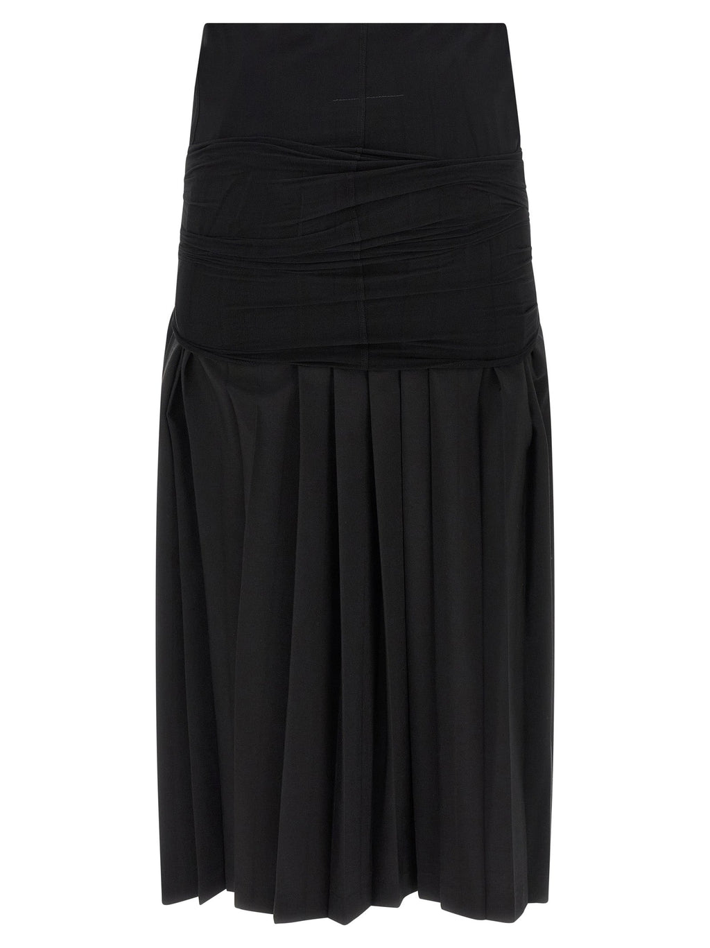 MM6 Maison Margiela Black Polyester Midi Skirt