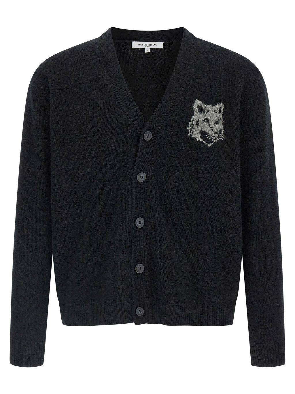 Maison Kitsuné Black Merino Wool Cardigan