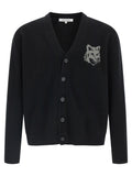 Maison Kitsuné Black Merino Wool Cardigan