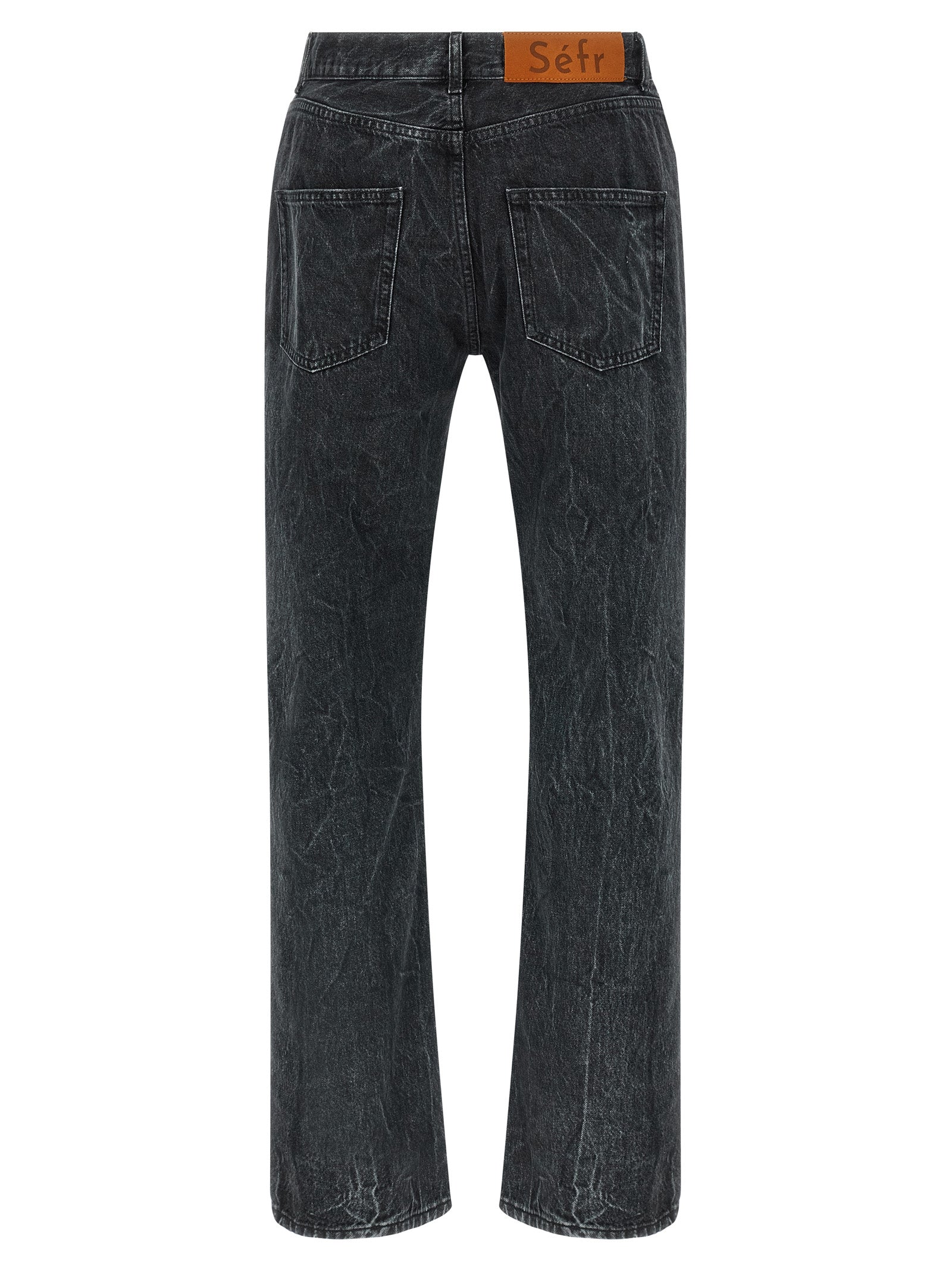 SÉFR Black Cotton Straight-Leg Jeans