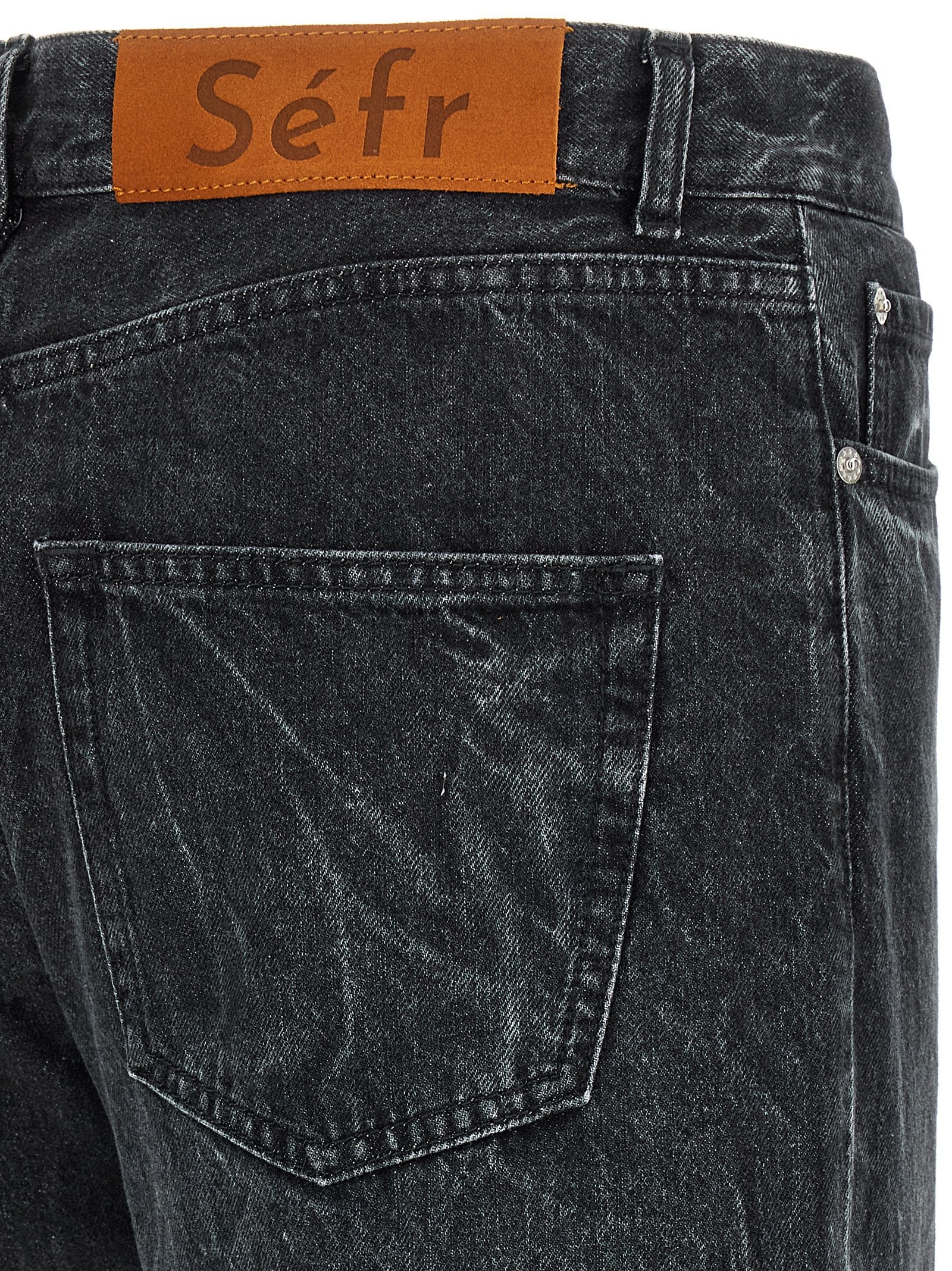 SÉFR Black Cotton Straight-Leg Jeans