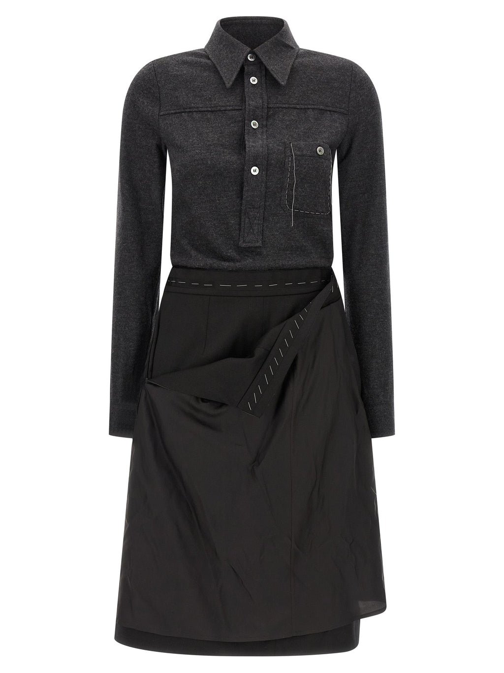 Maison Margiela Gray Virgin Wool Midi Dress