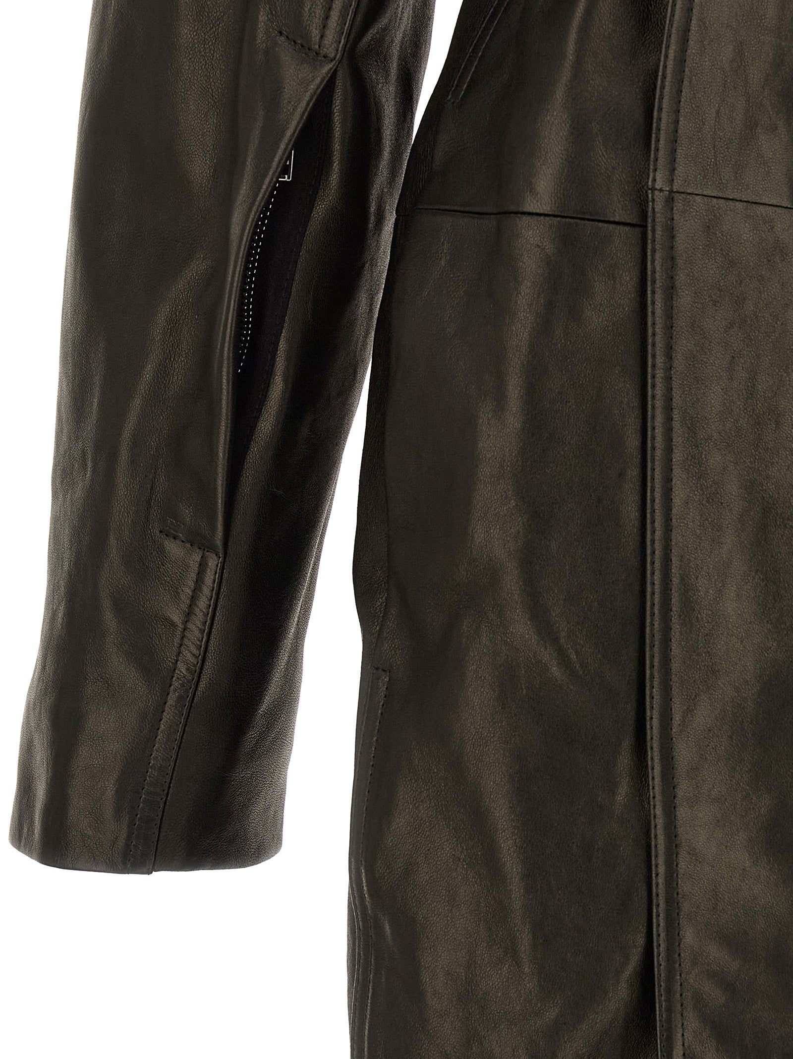 Rick Owens Black Lamb Leather Coat