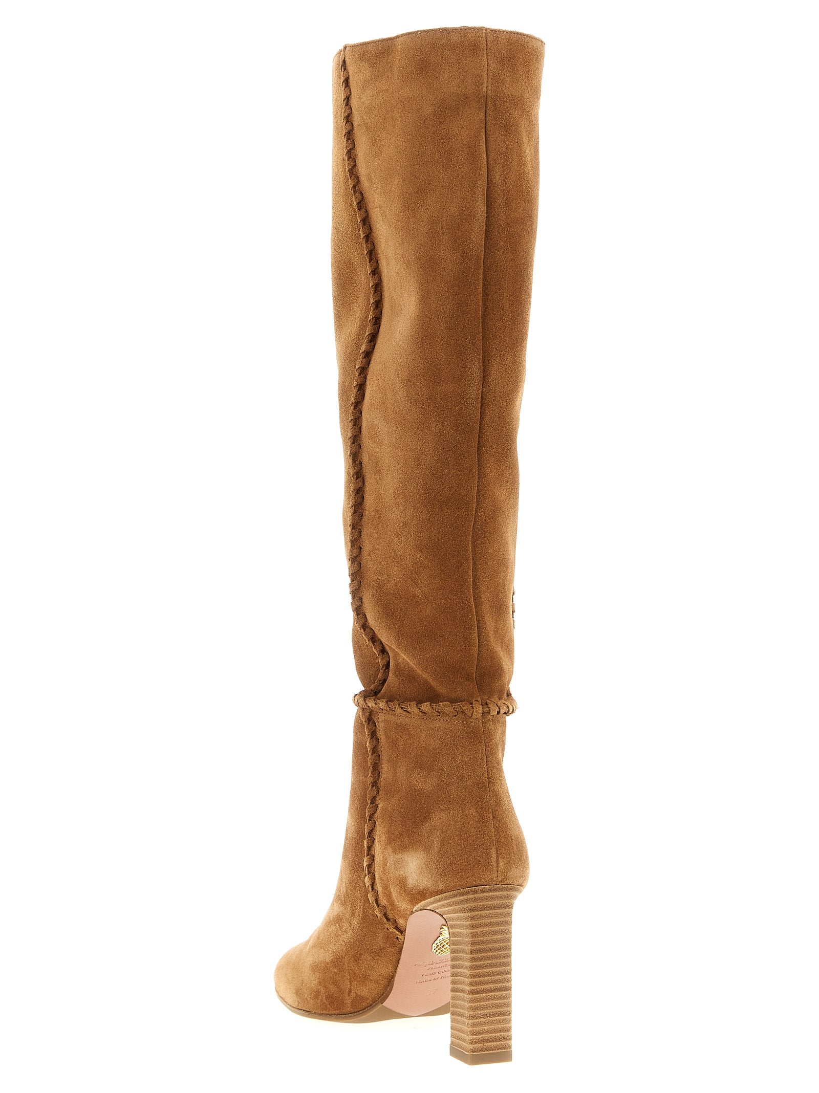 Aquazzura Beige Calfskin Over The Knee