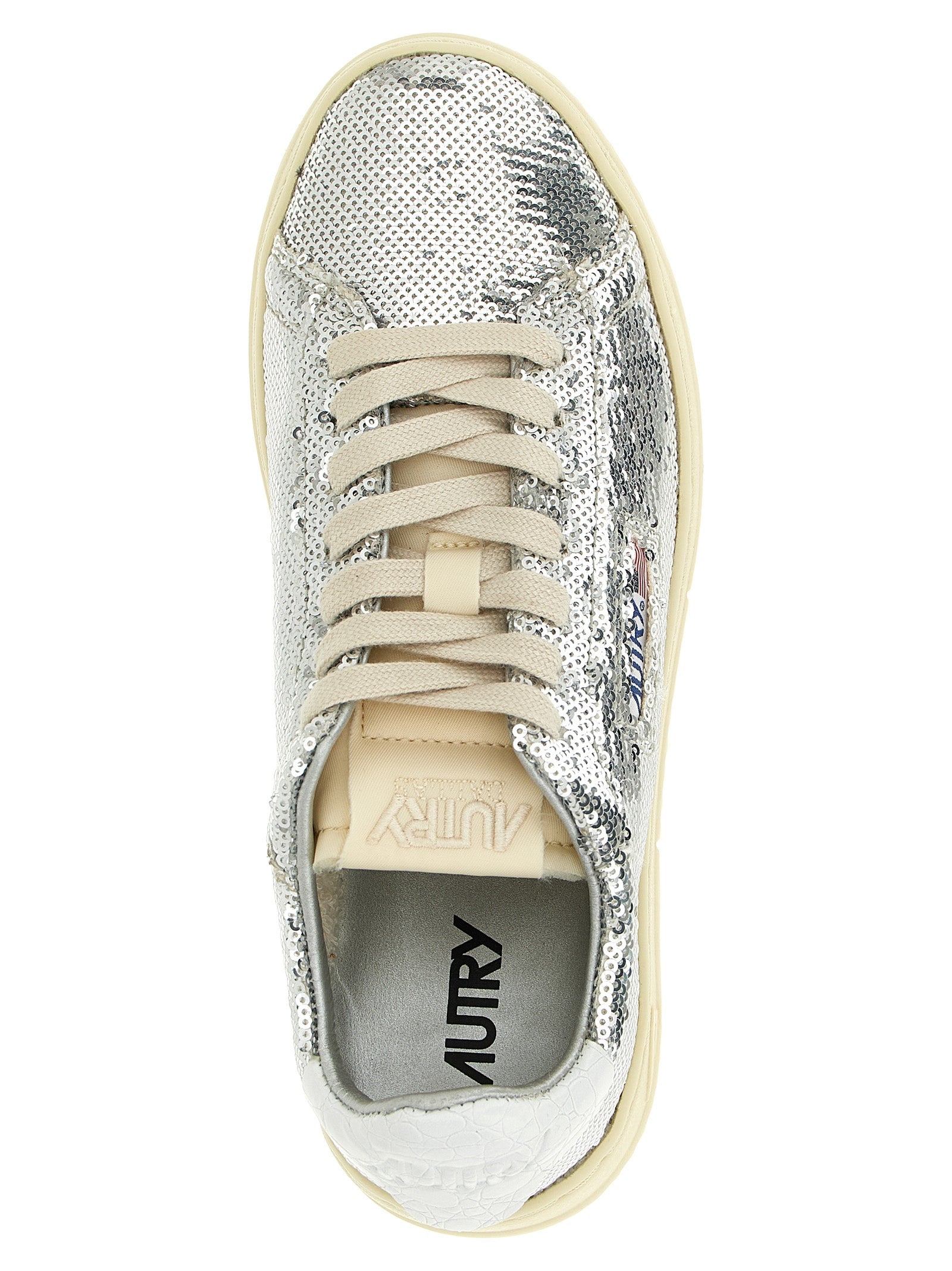 Autry Silver Polyester Low Top Sneakers
