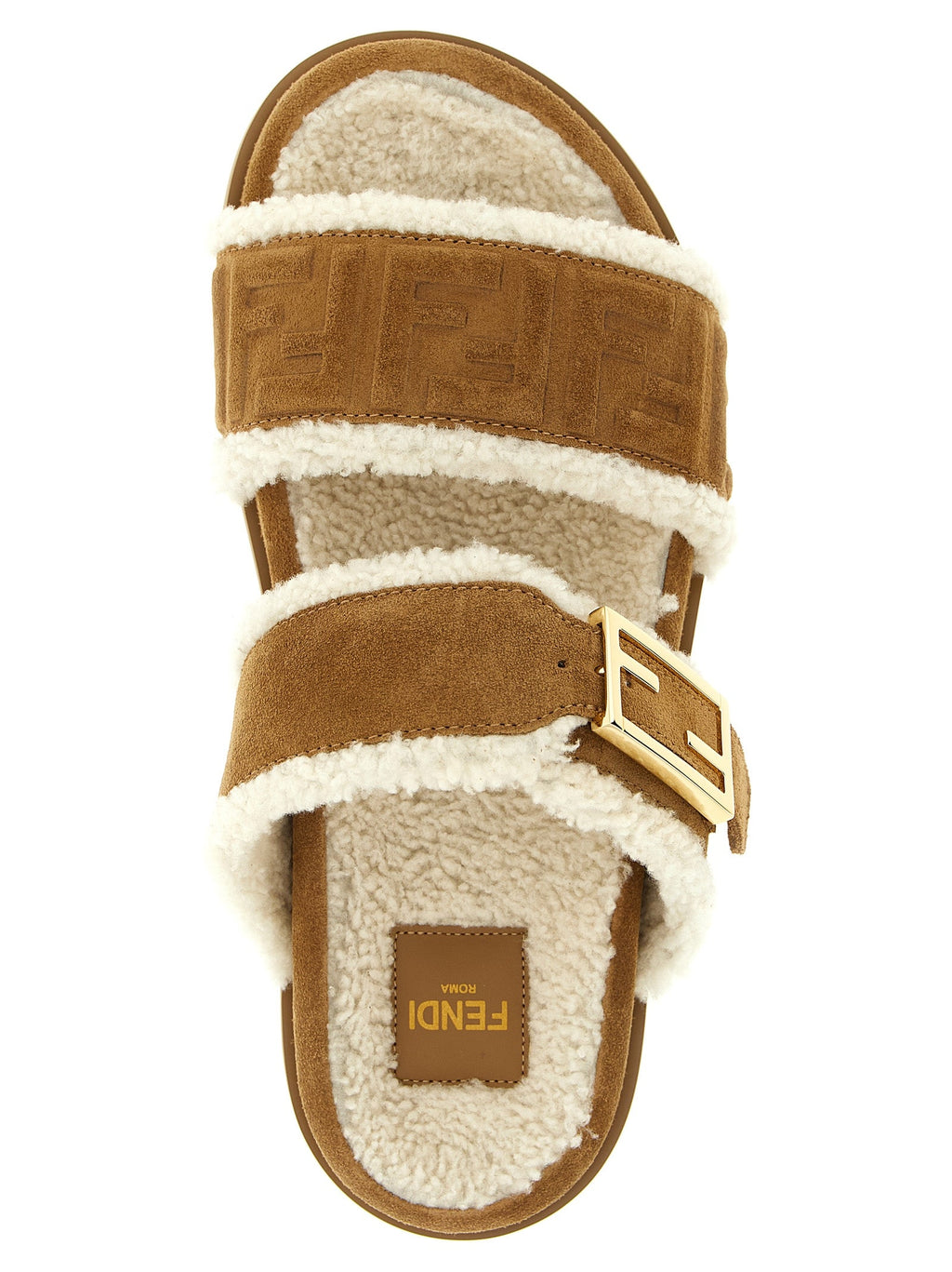 Fendi Beige Calfskin Slides