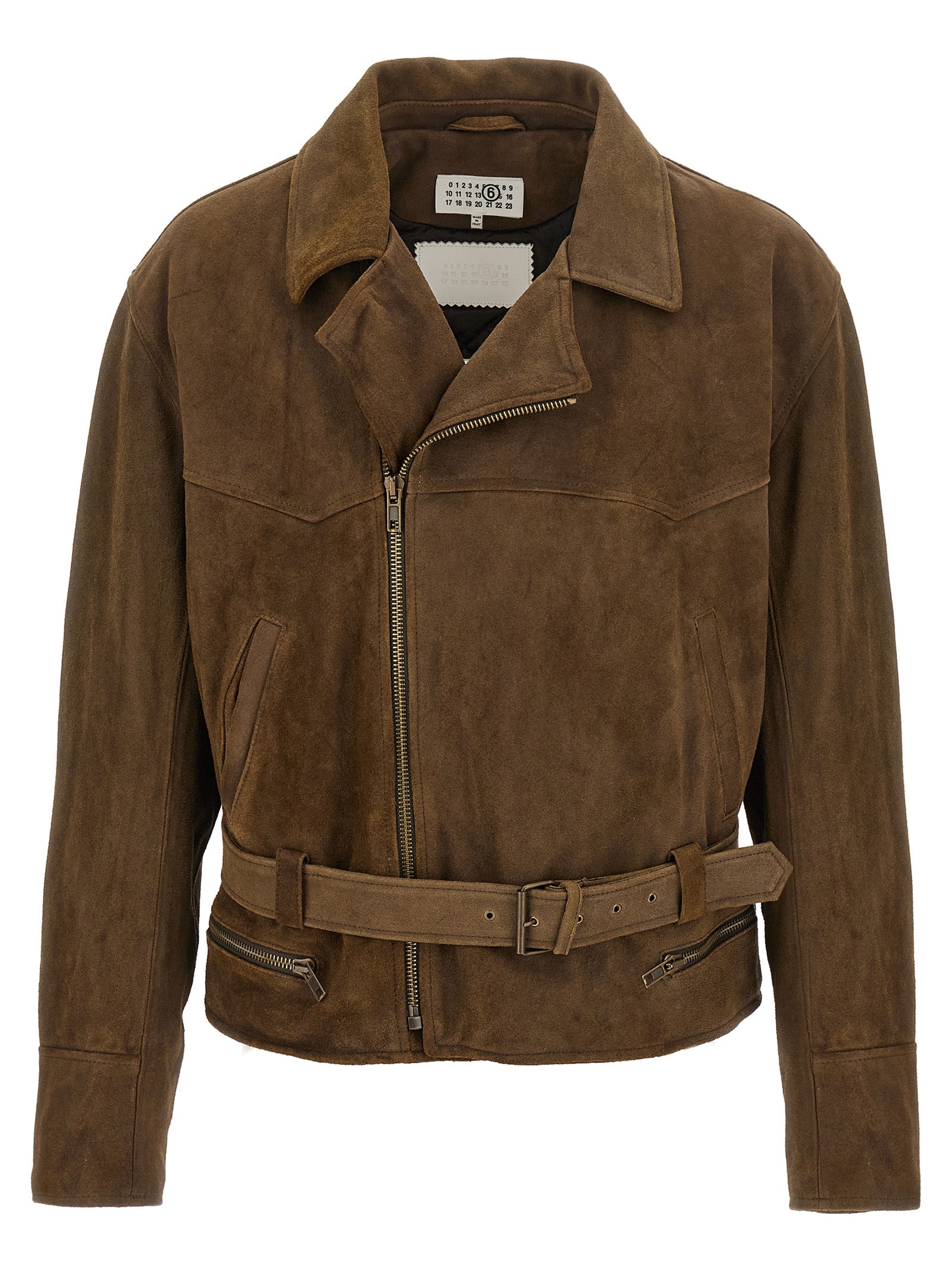 MM6 Maison Margiela Brown Calfskin Leather Jacket