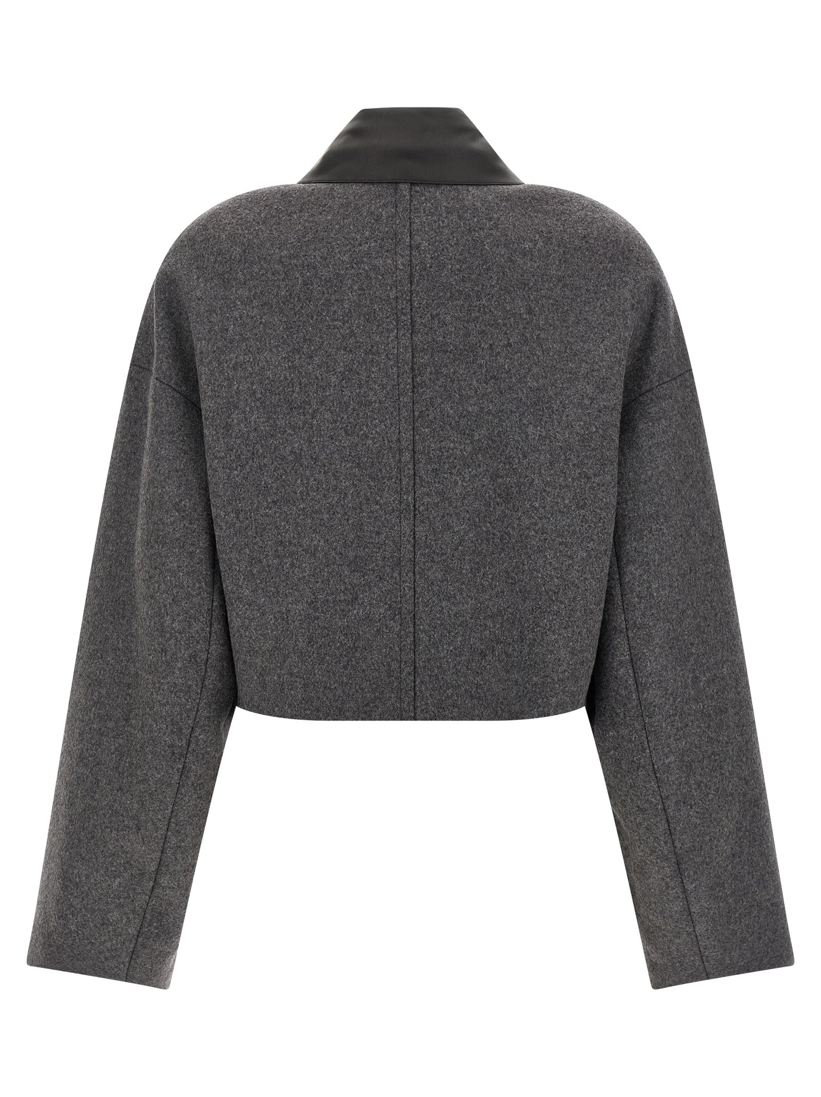 Sportmax Gray Virgin Wool Full-Length Jacket