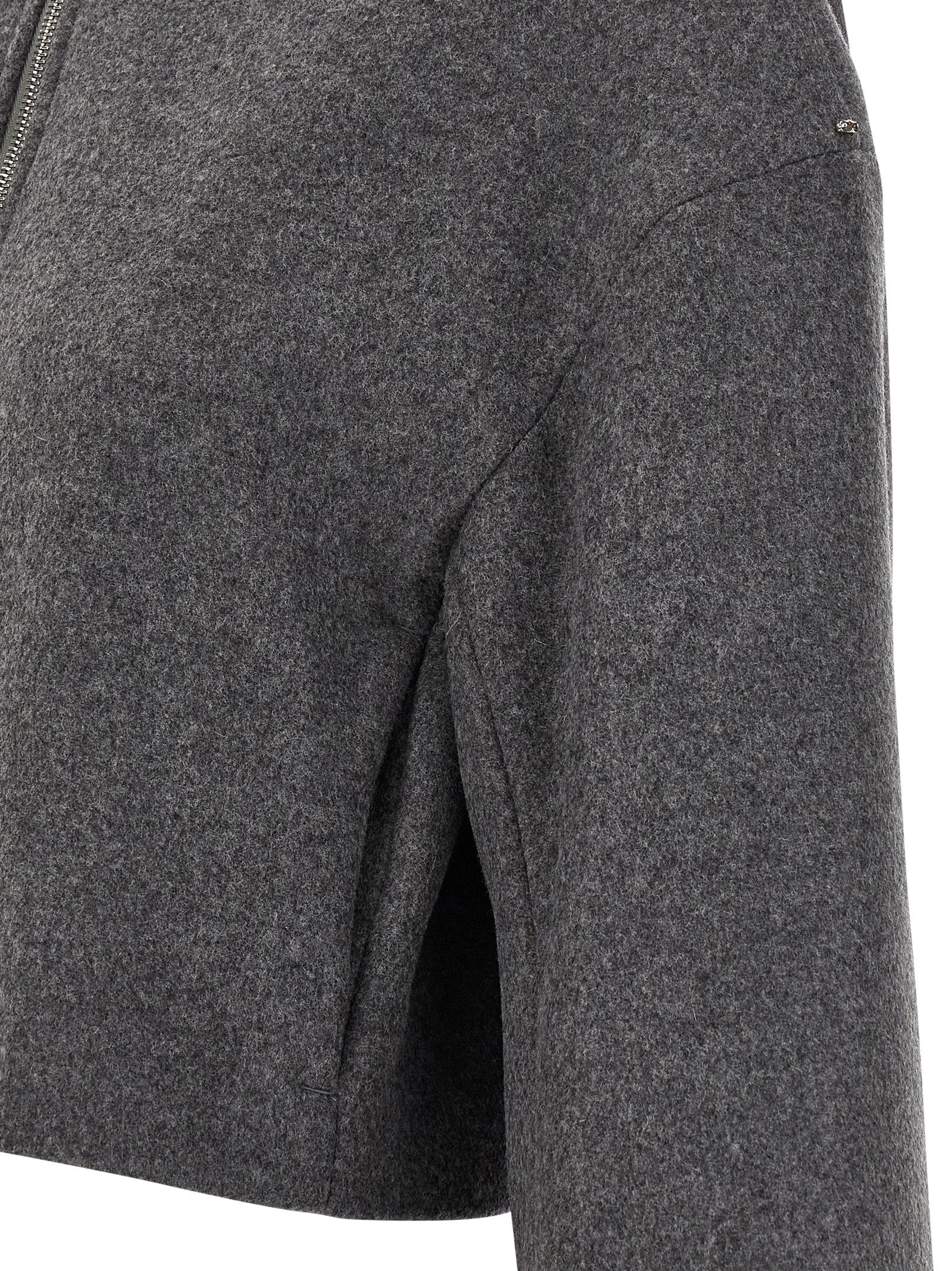 Sportmax Gray Virgin Wool Full-Length Jacket