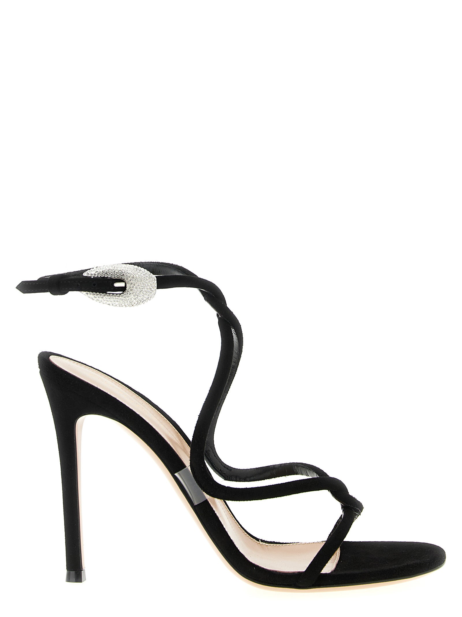Gianvito Rossi Black Suede Leather Stiletto Heel Sandals