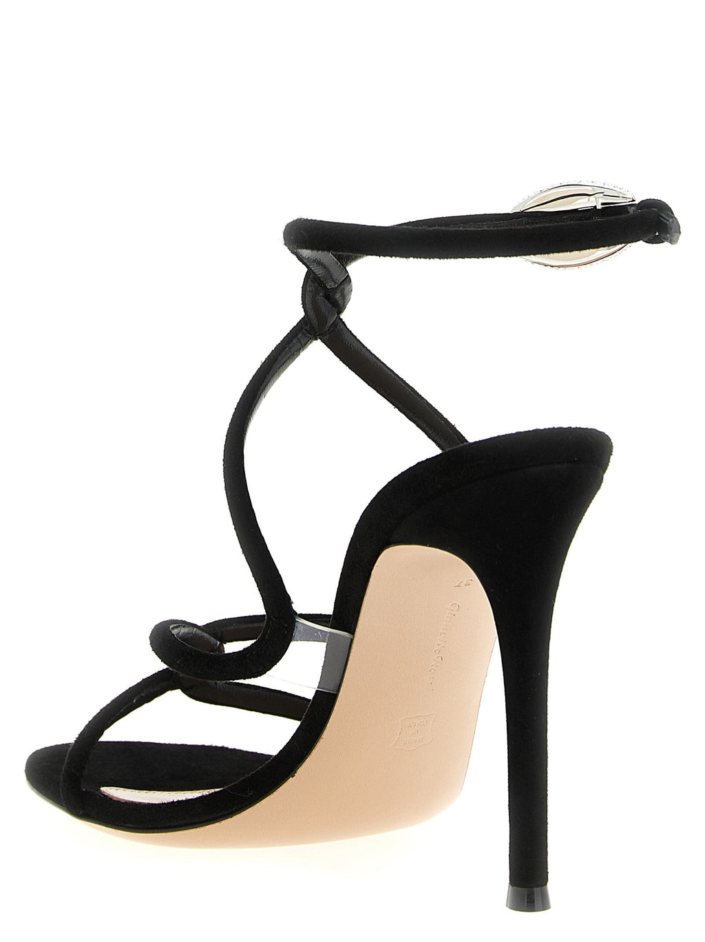 Gianvito Rossi Black Suede Leather Stiletto Heel Sandals