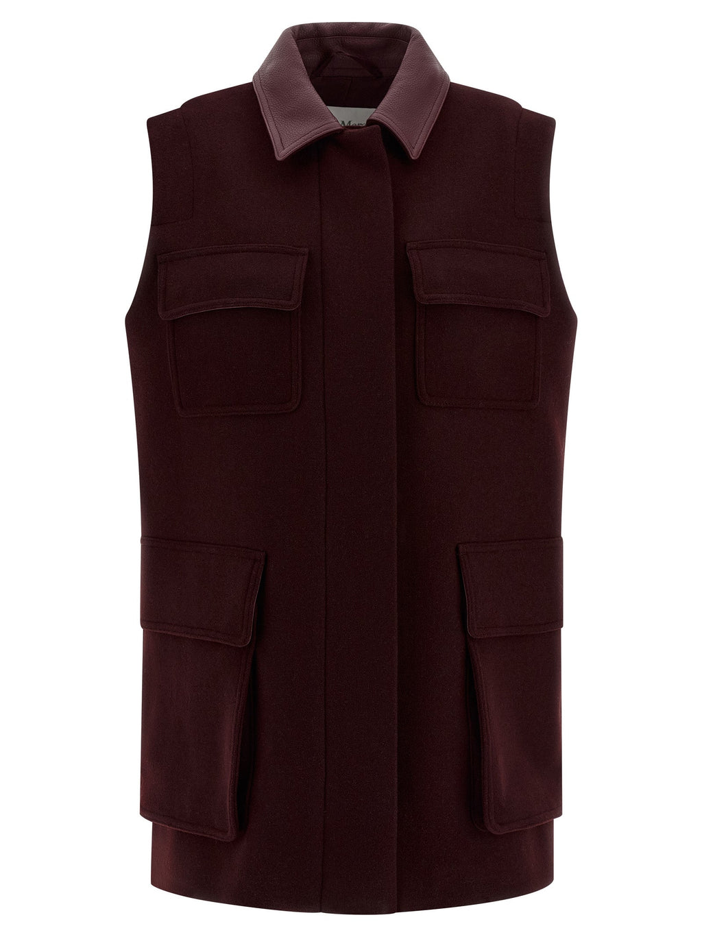 Max Mara Bordeaux Virgin Wool Sleeveless Jacket