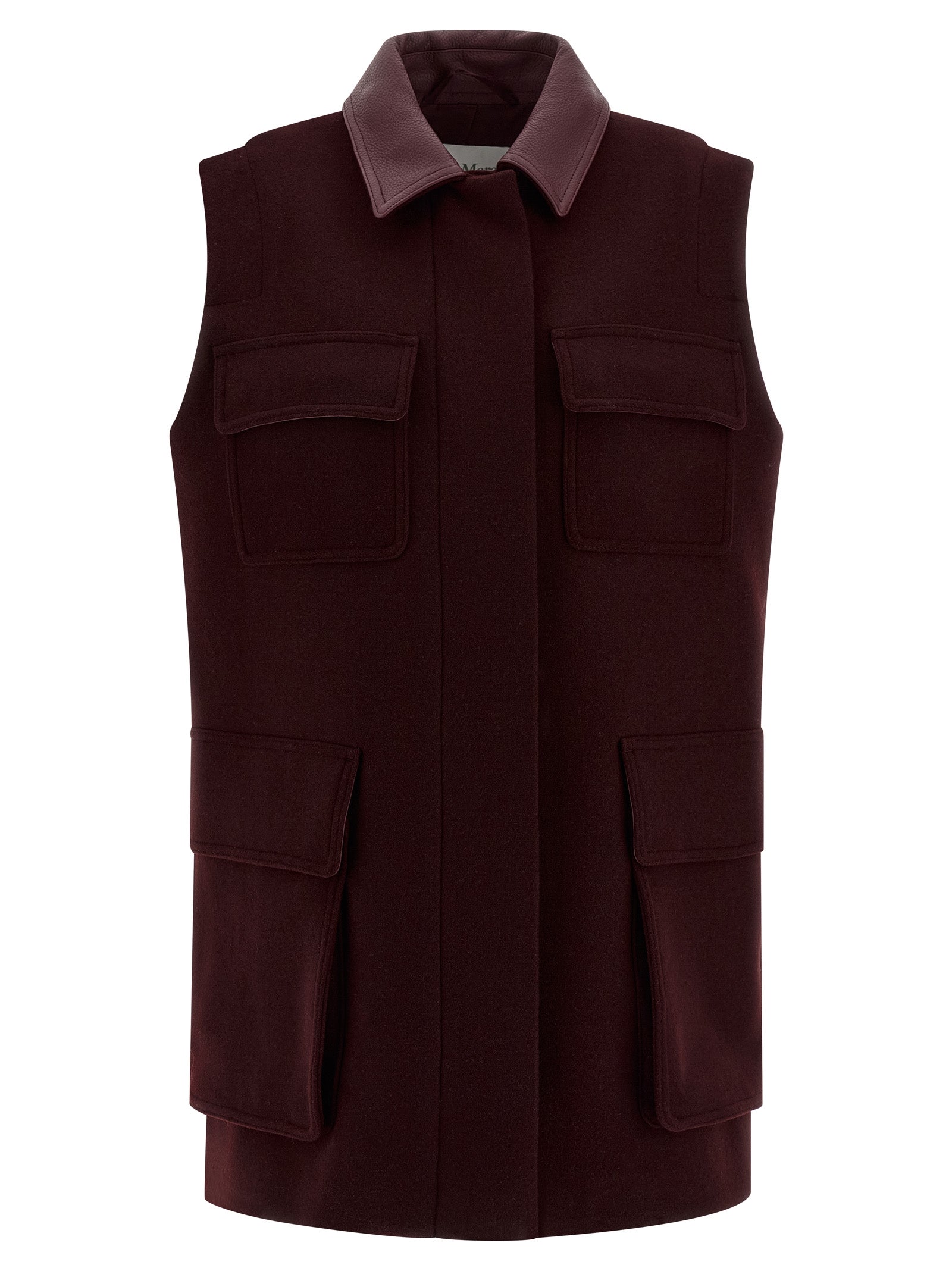 Max Mara Bordeaux Virgin Wool Sleeveless Jacket