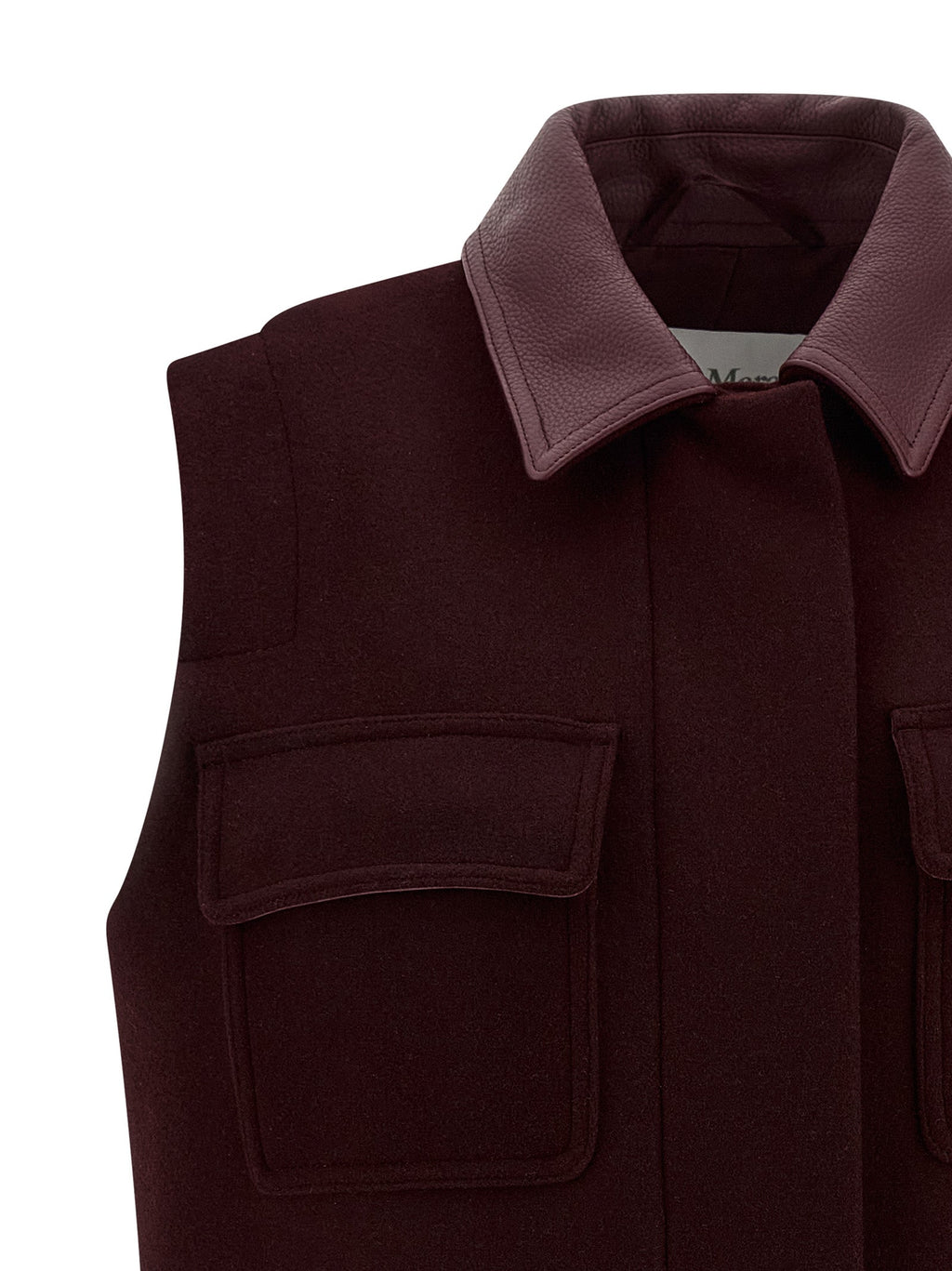 Max Mara Bordeaux Virgin Wool Sleeveless Jacket