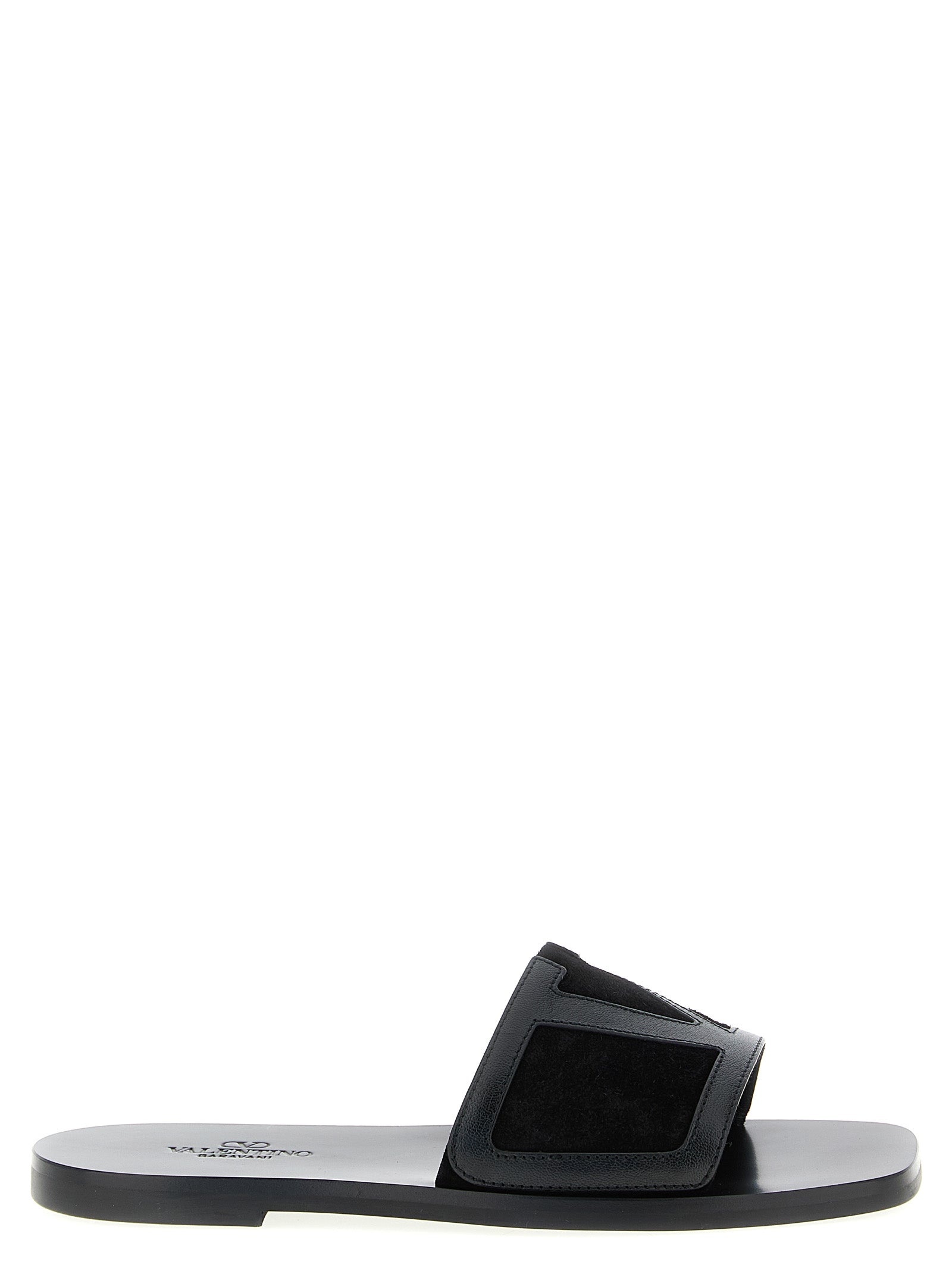Valentino Garavani Black Calfskin Slides