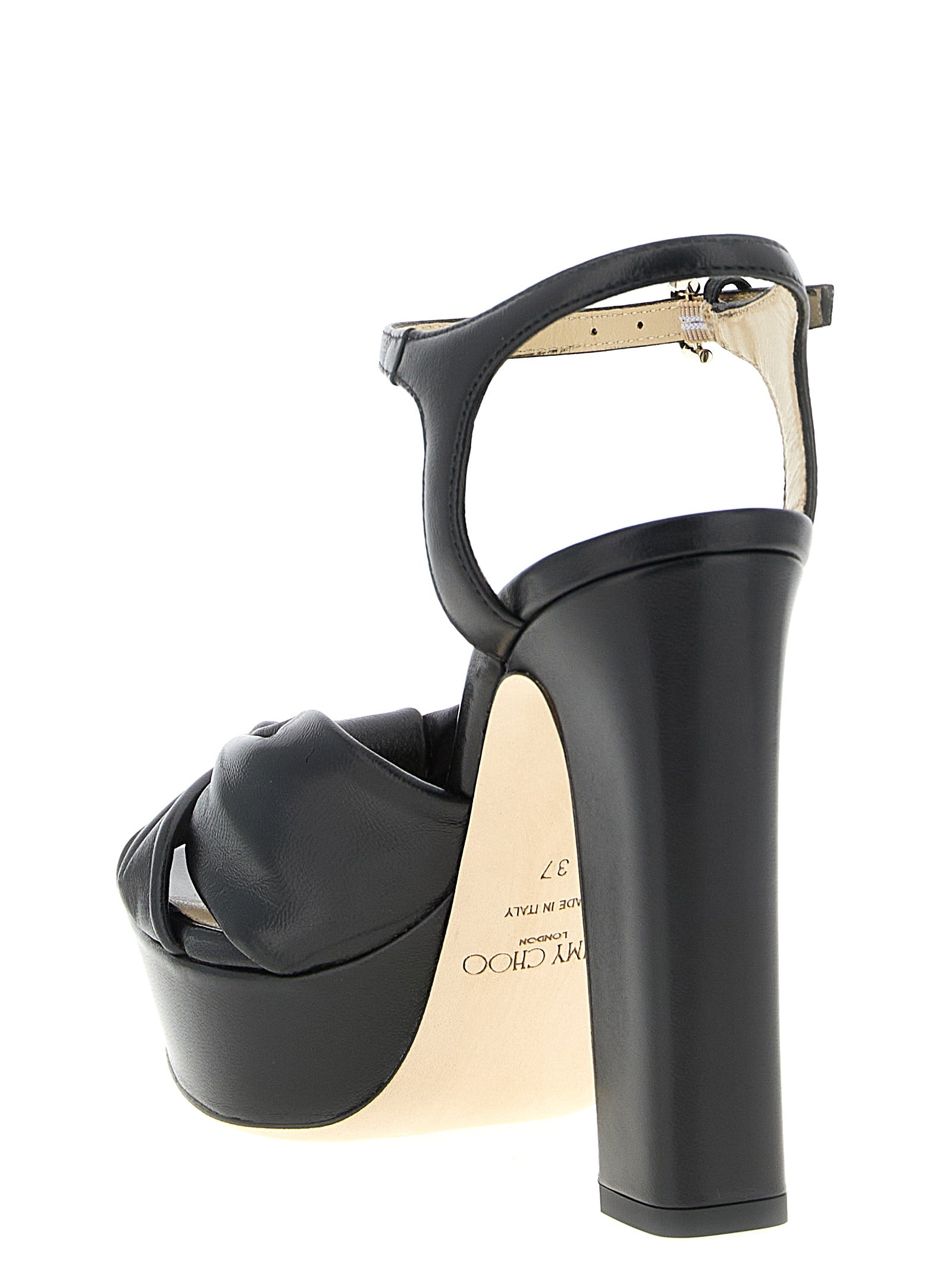 Jimmy Choo Black Leather Stiletto Heel Sandals