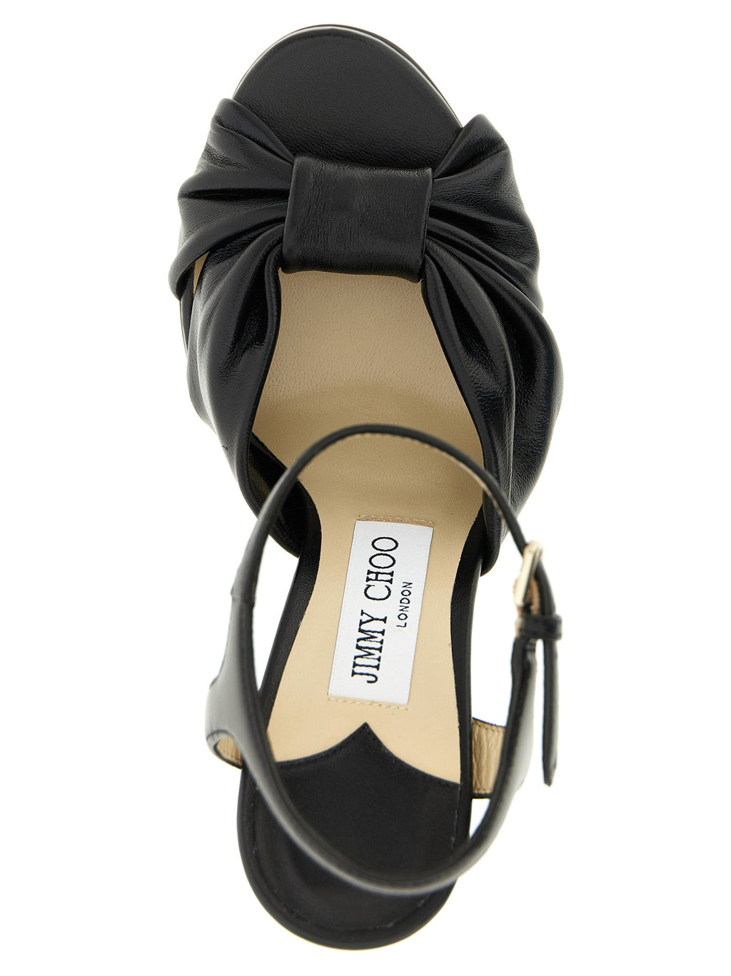 Jimmy Choo Black Leather Stiletto Heel Sandals