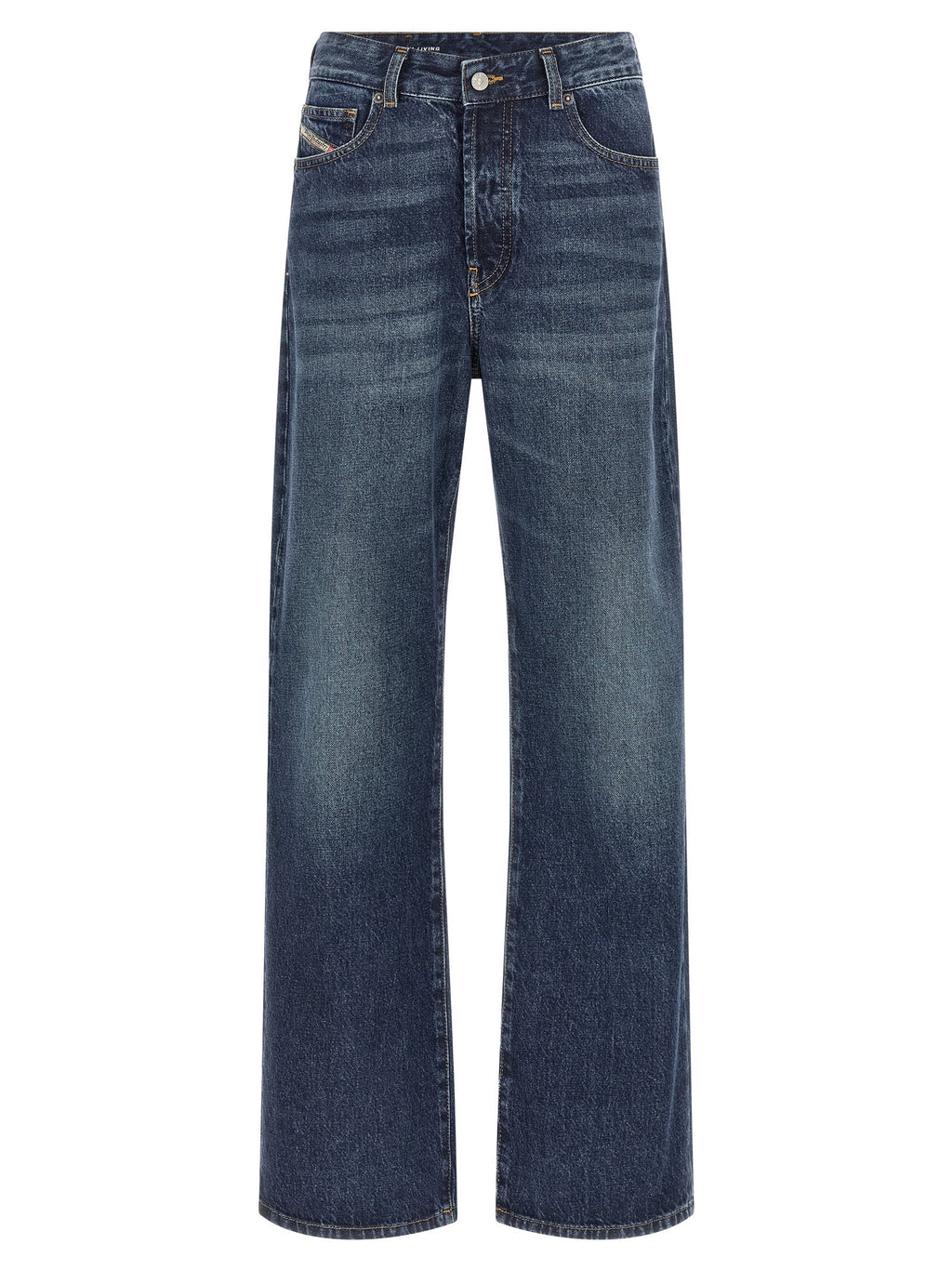 Diesel Blue Cotton Straight-Leg Jeans