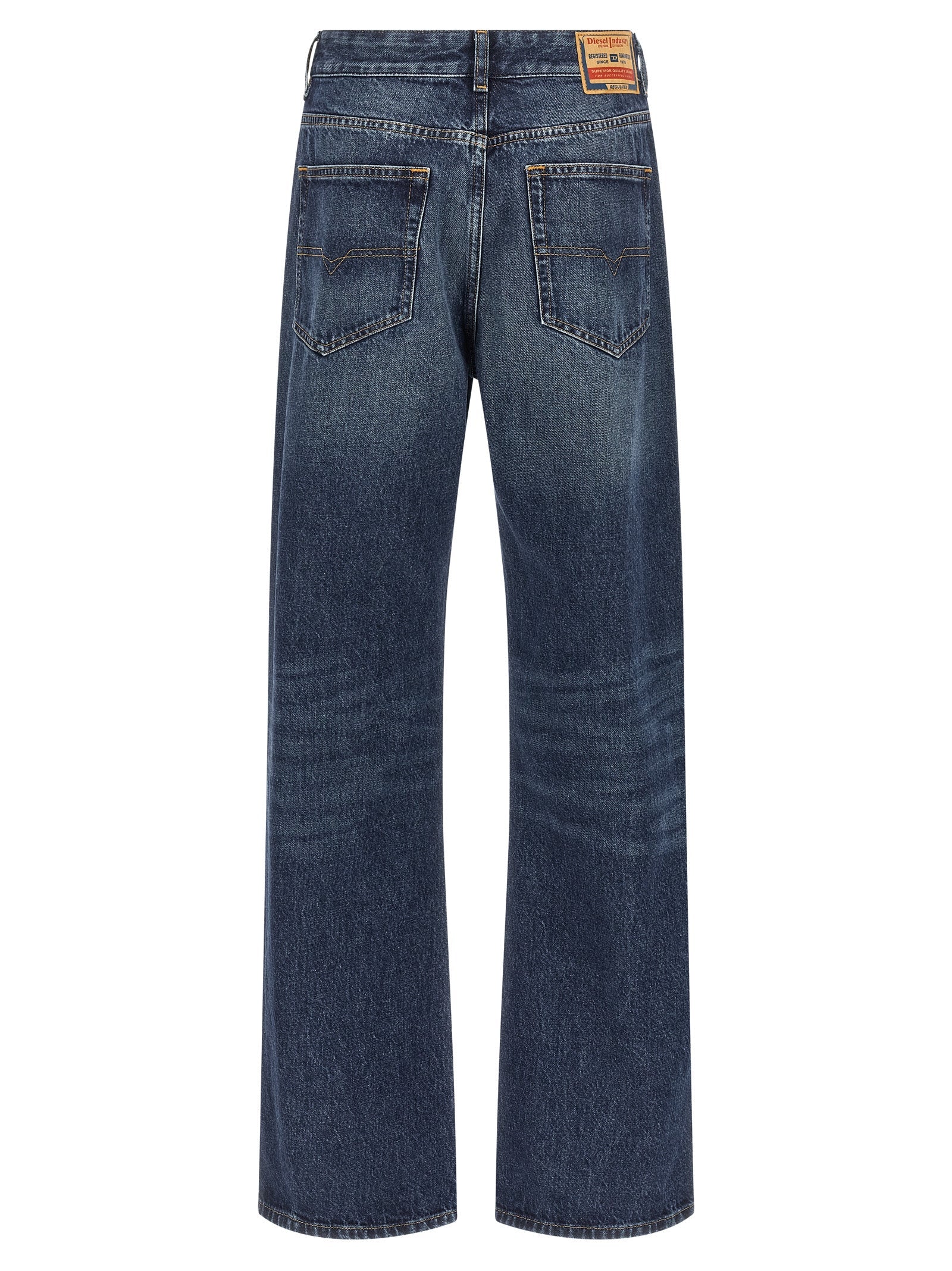 Diesel Blue Cotton Straight-Leg Jeans