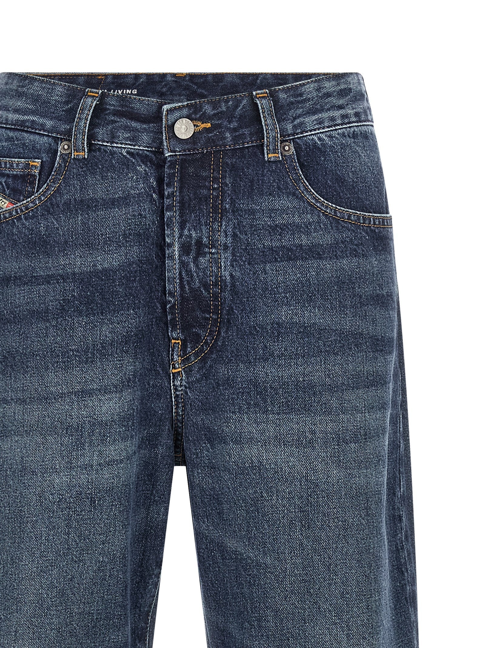 Diesel Blue Cotton Straight-Leg Jeans
